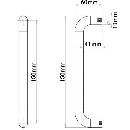 Bolt Fixed Pull Handle - 150 x 19mm - Satin Aluminium - Image 2