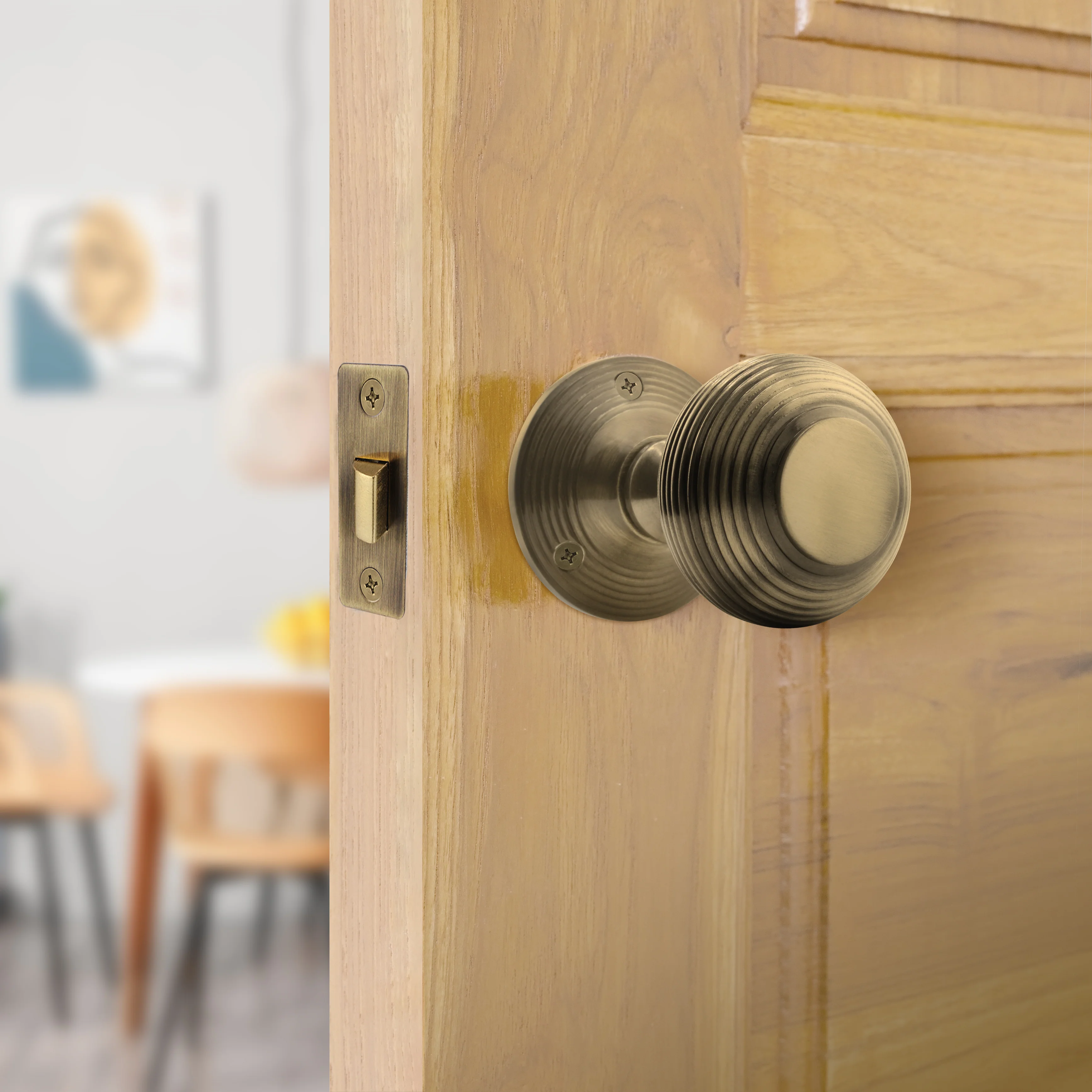 2.5 inch/64mm Tubular Latch Bolt Through - 44mm Backset - Antique Brass - Image 6