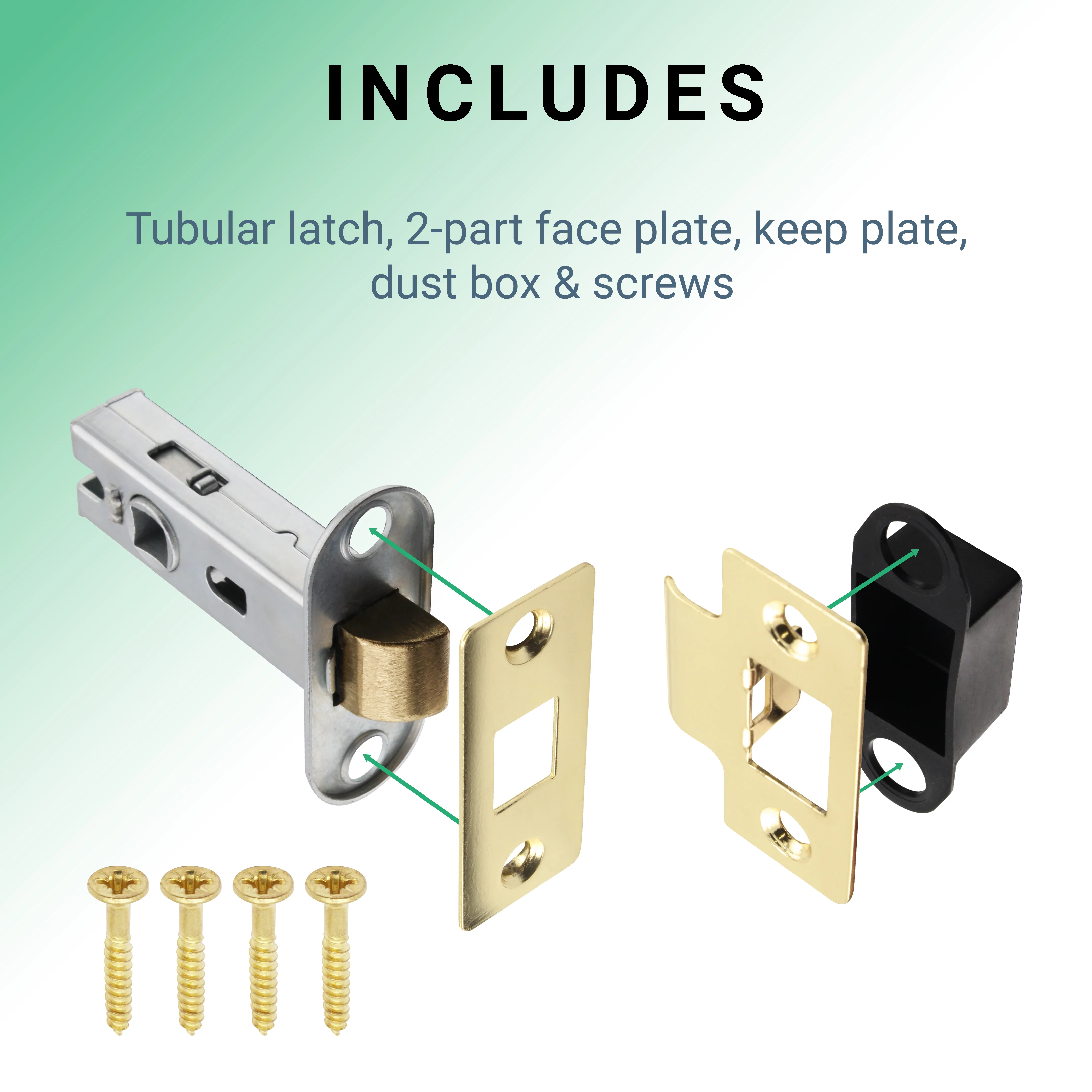 2.5 inch/64mm Tubular Latch Bolt Through - 44mm Backset - Brassed - Image 5