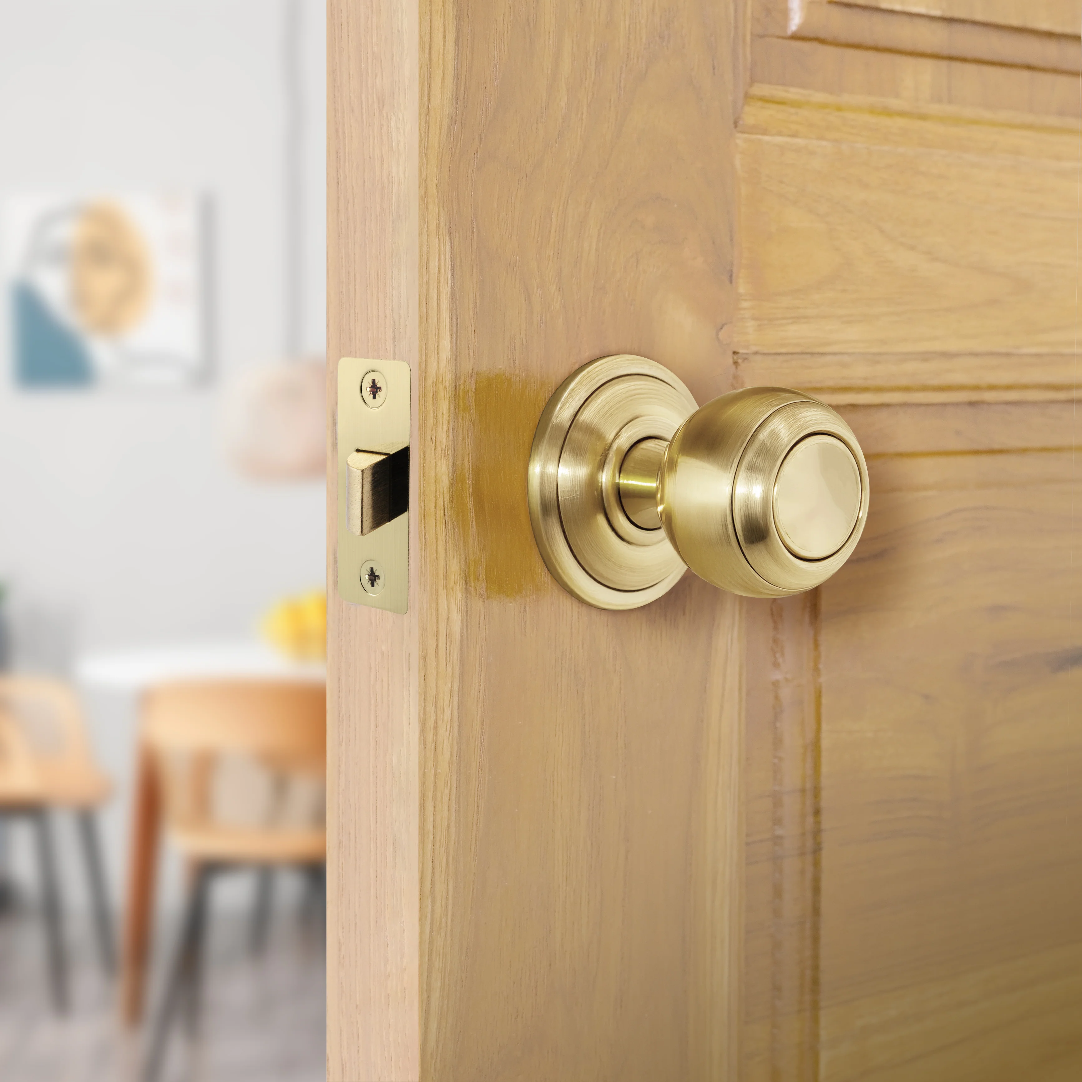 2.5 inch/64mm Tubular Latch Bolt Through - 44mm Backset - Satin Brass - Image 6