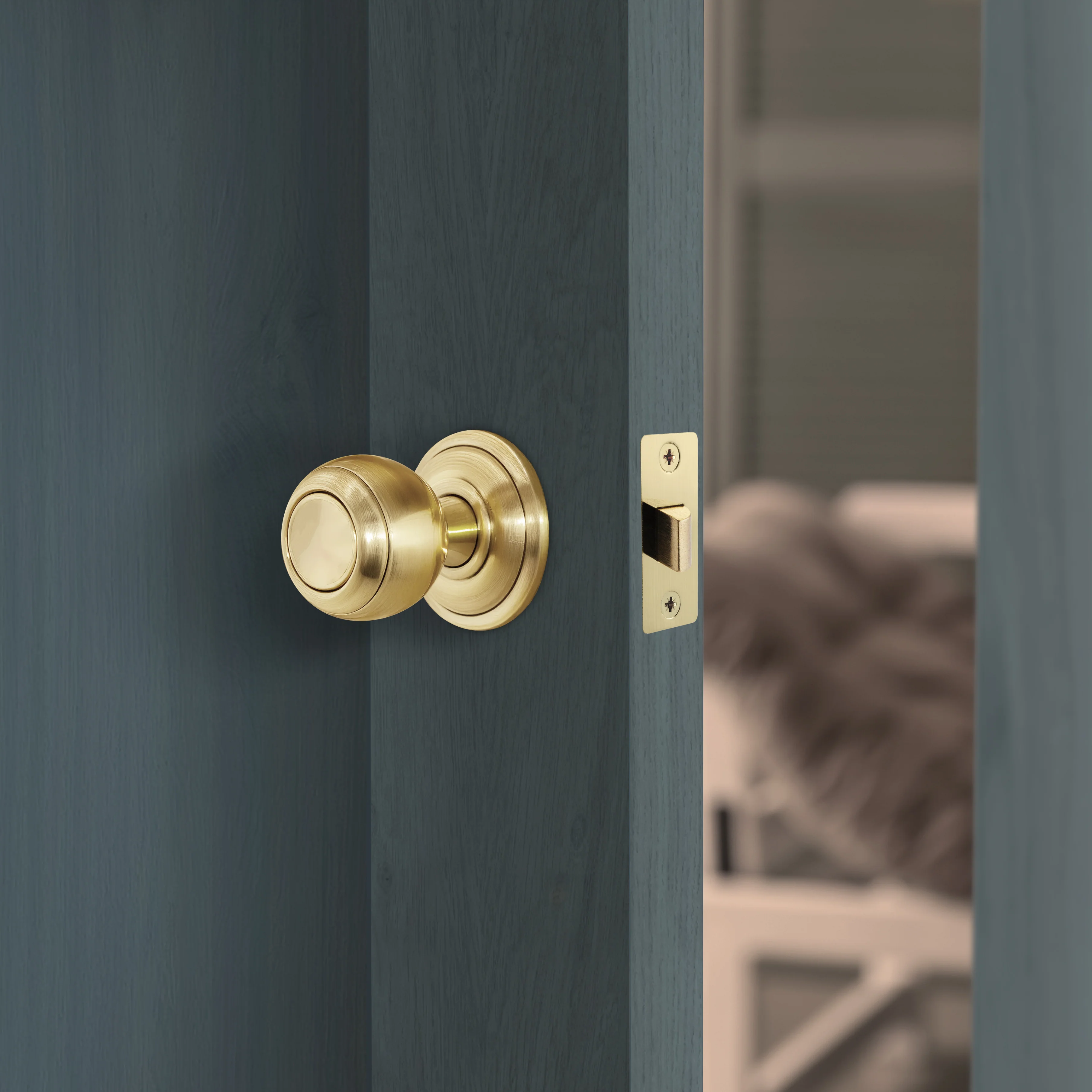 2.5 inch/64mm Tubular Latch Bolt Through - 44mm Backset - Satin Brass - Image 7