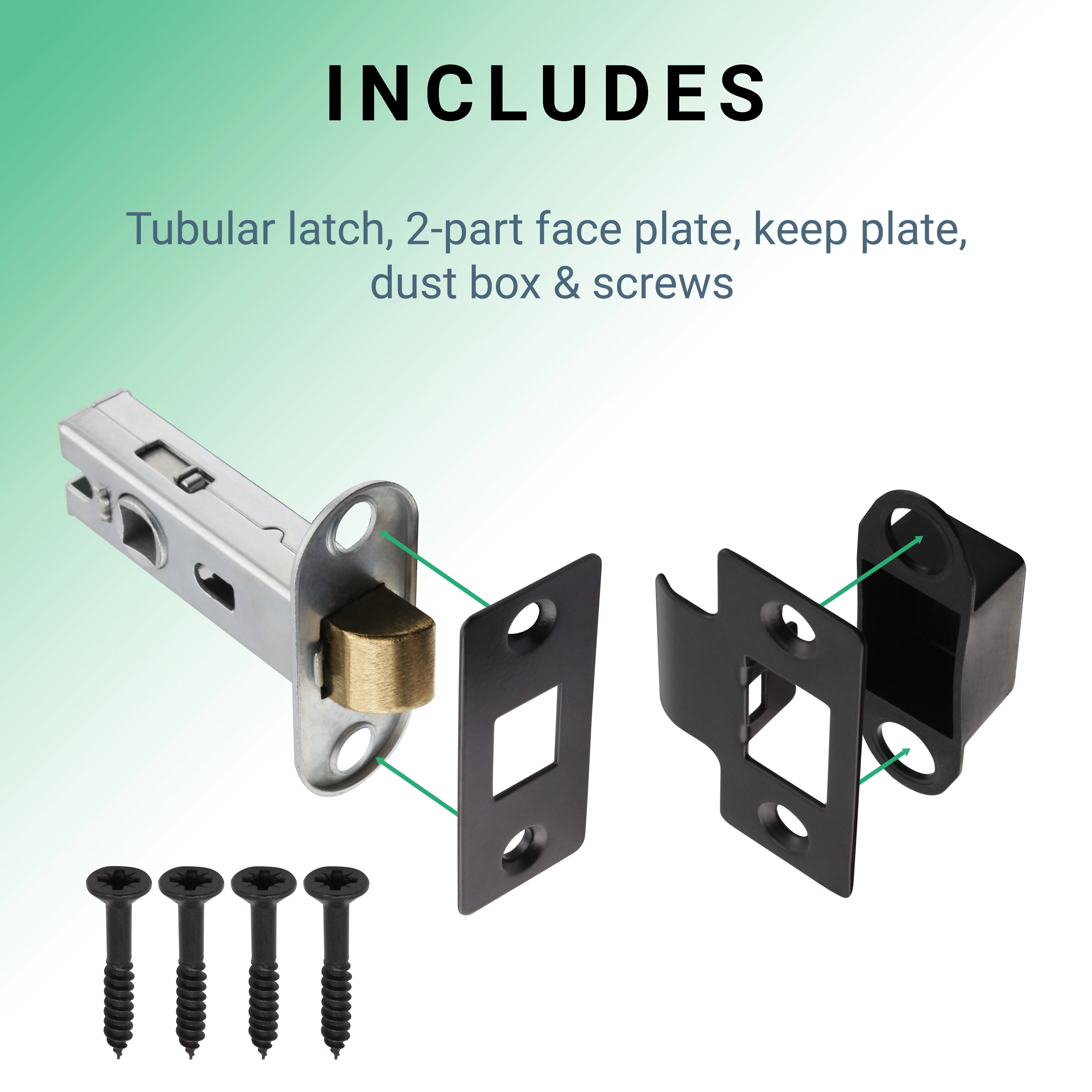 3 inch/76mm Tubular Latch Bolt Through - 57mm Backset - Black - Image 5