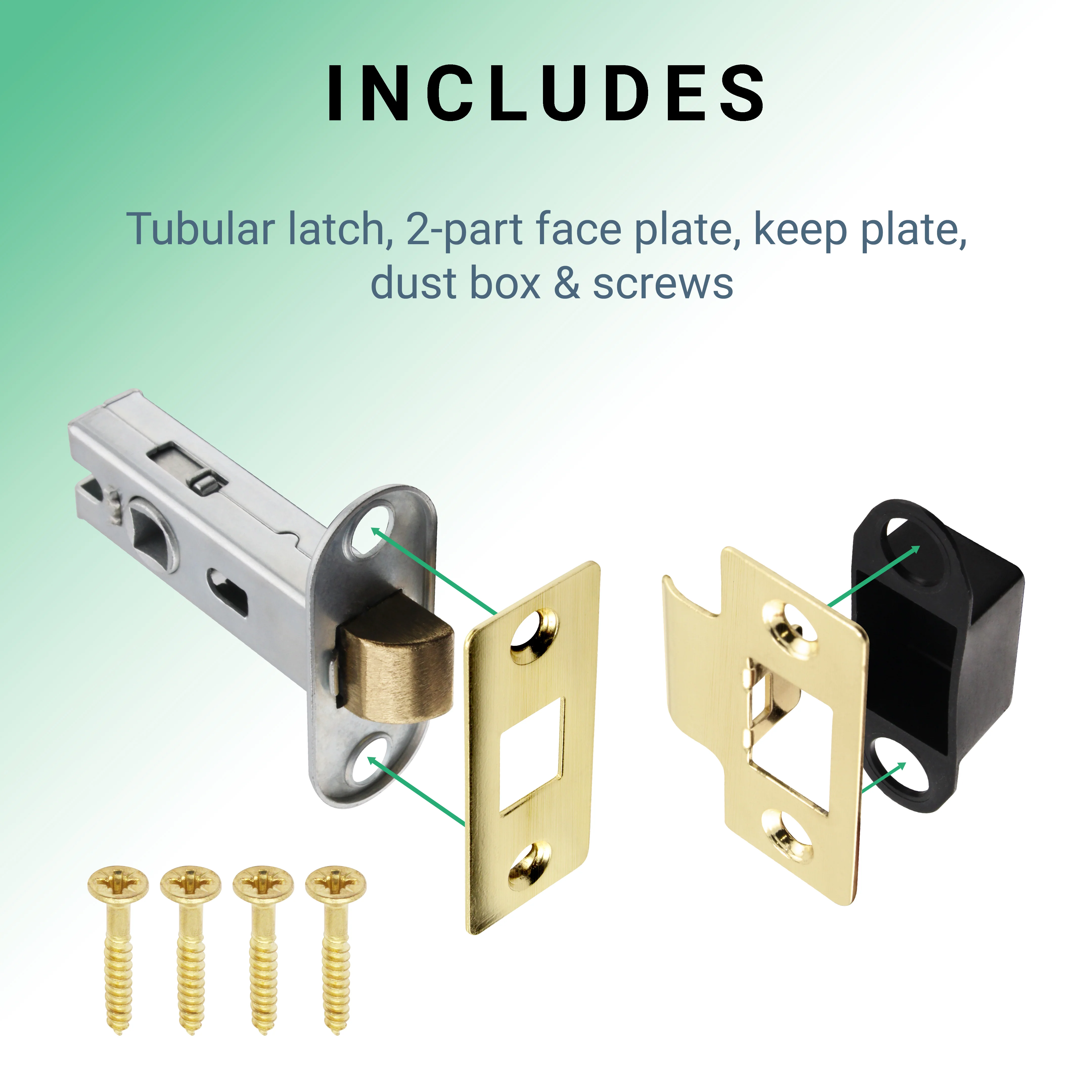 3 inch/76mm Tubular Latch Bolt Through - 57mm Backset - Satin Brass - Image 5