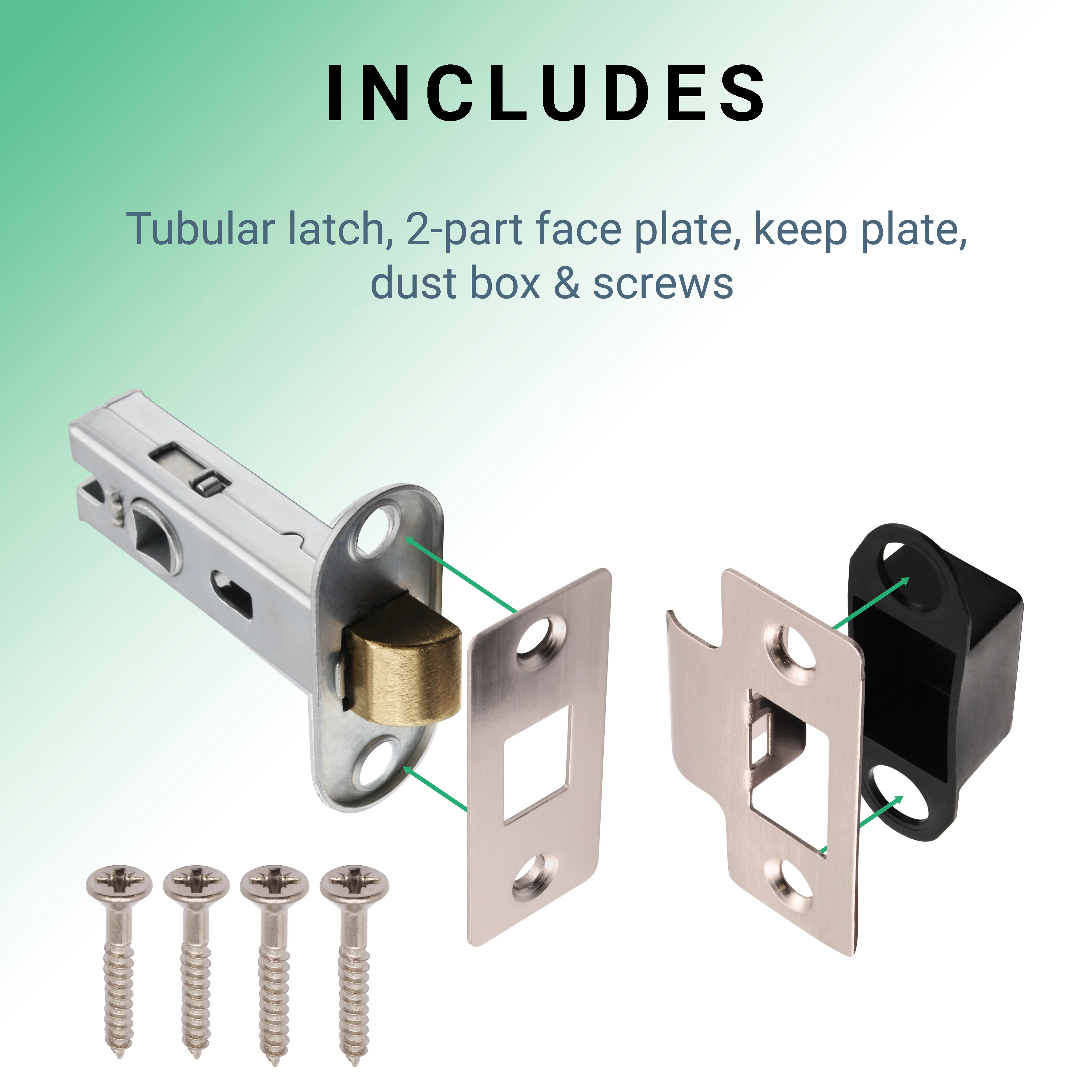3 inch/76mm Tubular Latch Bolt Through - 57mm Backset - Satin Nickel - Image 5