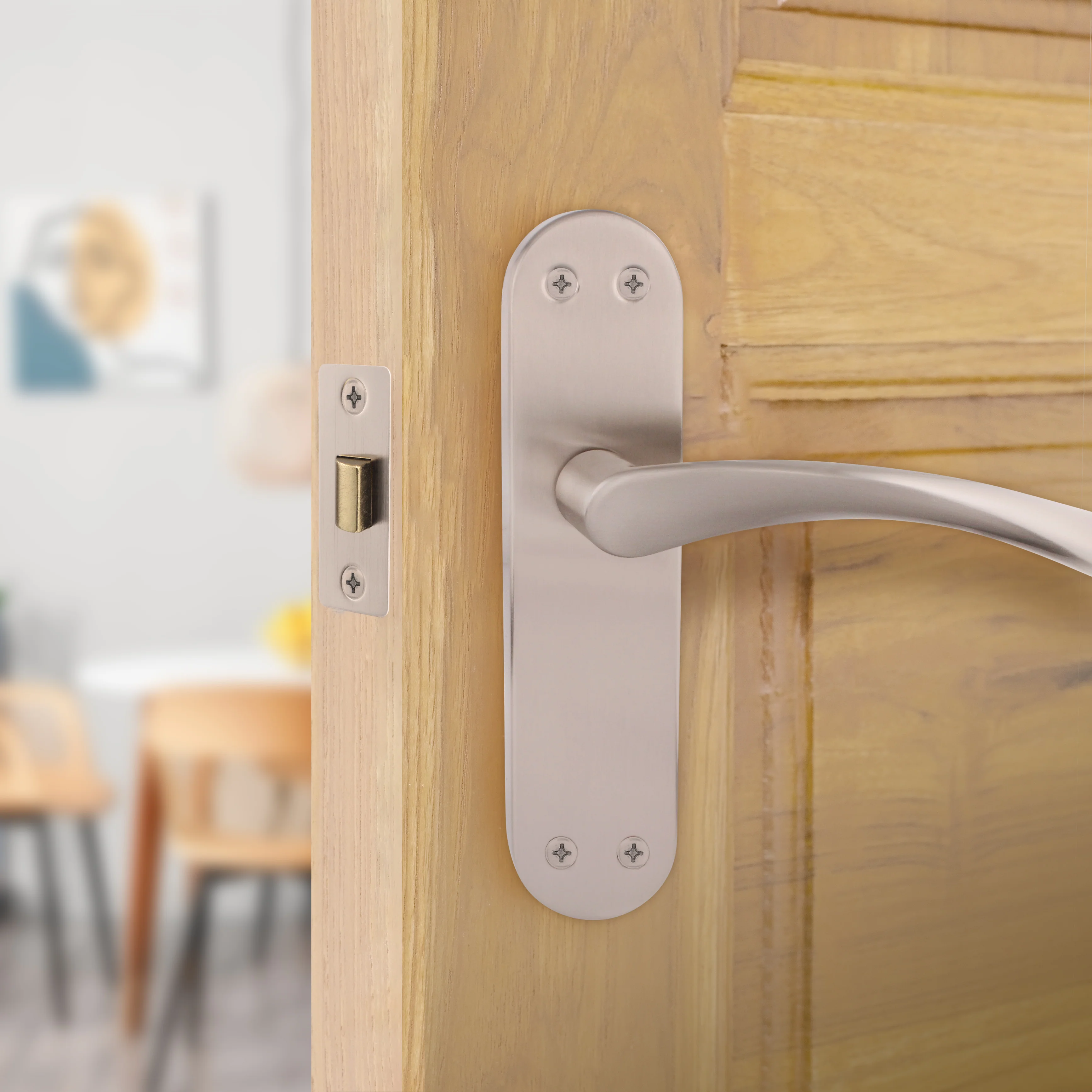 3 inch/76mm Tubular Latch Bolt Through - 57mm Backset - Satin Nickel - Image 6