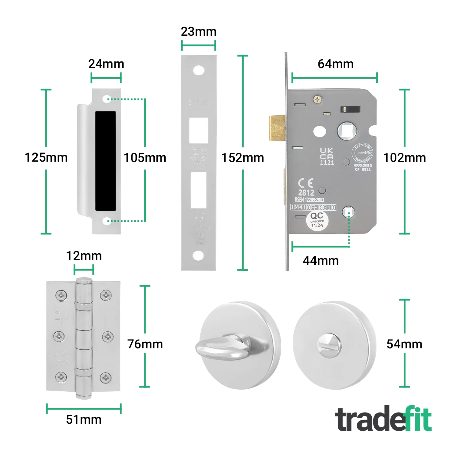 Bosa Duo Style Polished Chrome/Satin Nickel Lever on Rose Door Handle Pack - 64mm Bathroom Lock - Image 3