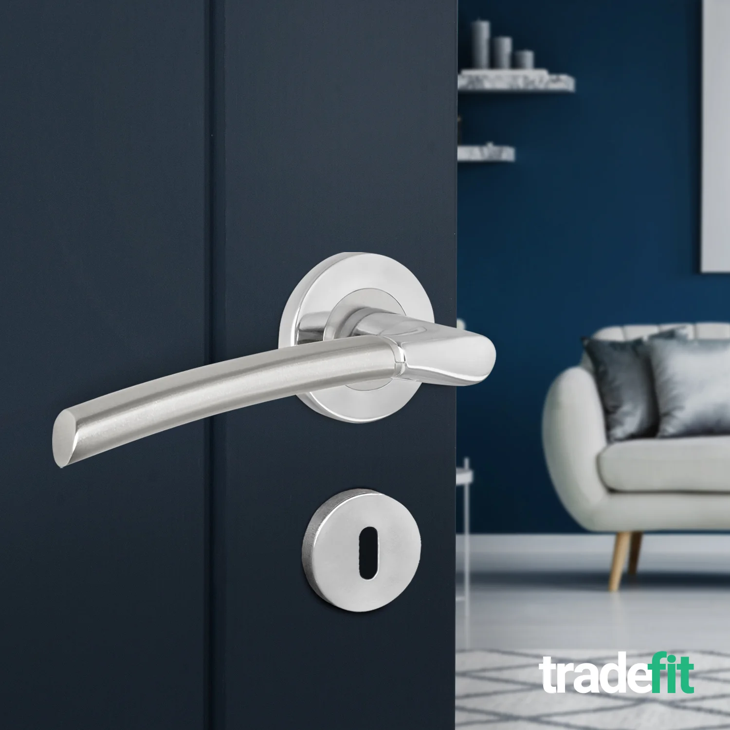 Bosa Duo Style Polished Chrome/Satin Nickel Lever on Rose Door Handle Pack - 64mm Sashlock - Image 6