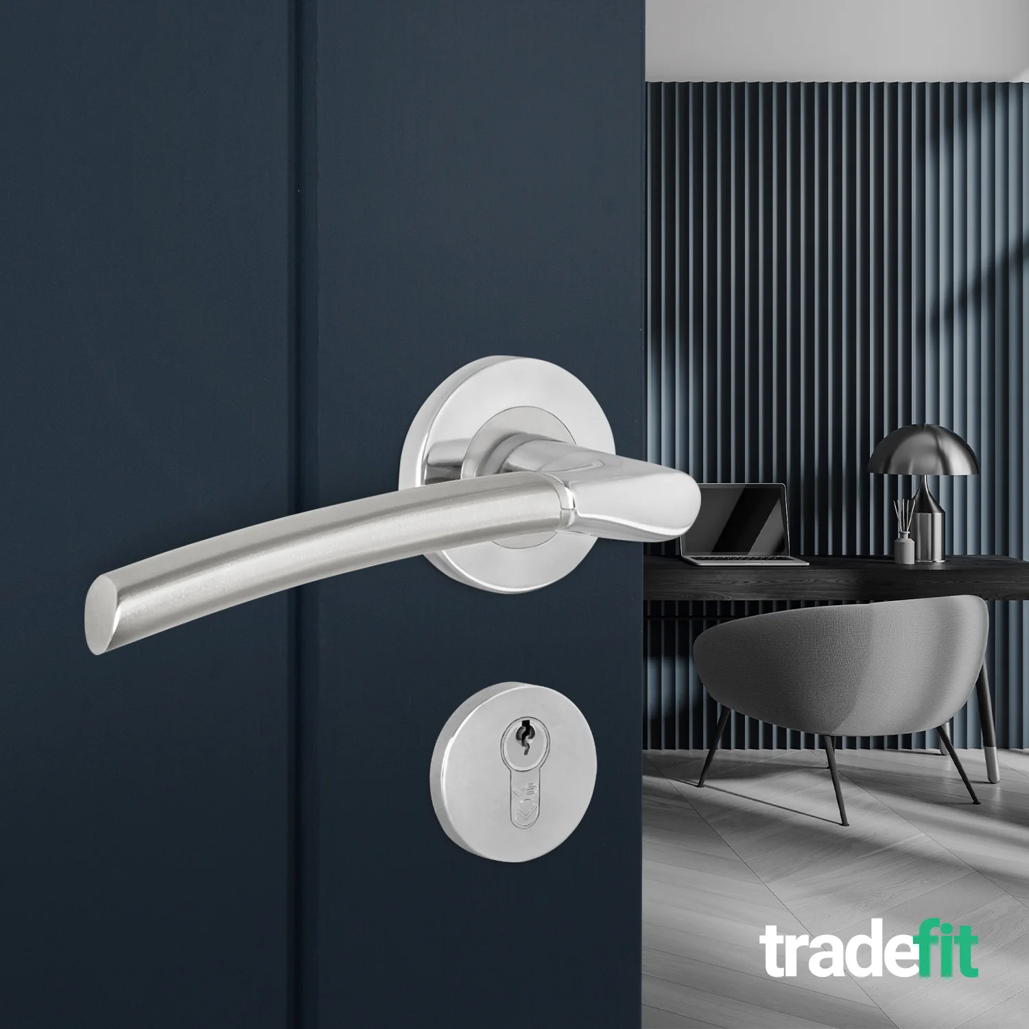 Bosa Duo Style Polished Chrome / Satin Nickel Lever on Rose Door Handle Kit - 80mm Euro Sashlock and Double Cylinder - Keyed Alike - Image 6