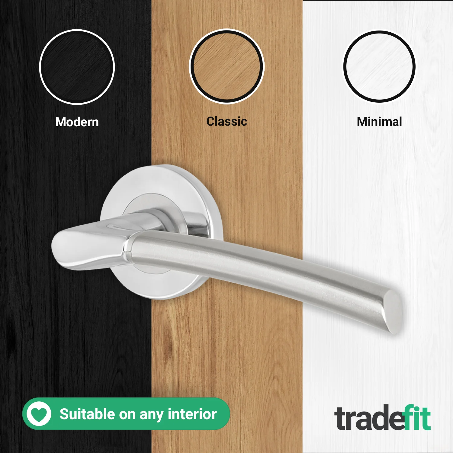 Bosa Duo Style Polished Chrome / Satin Nickel Lever on Rose Door Handle Kit - 80mm Euro Sashlock and Double Cylinder - Master Keyed - Image 8