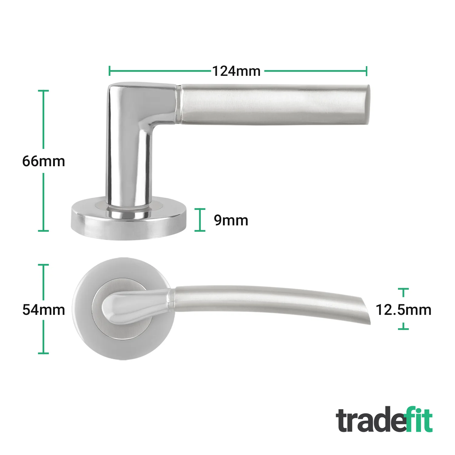 Bosa Duo Style Polished Chrome / Satin Nickel Lever on Rose Door Handle Kit - 80mm Euro Sashlock and Thumbturn Cylinder - Keyed to Differ - Image 2