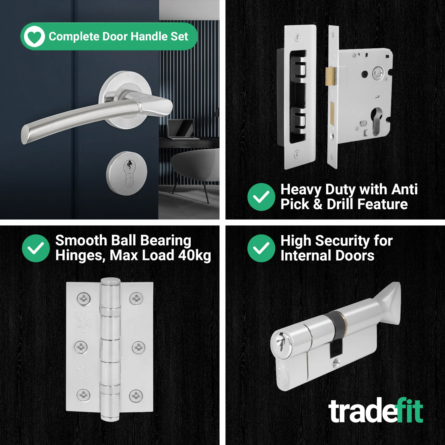 Bosa Duo Style Polished Chrome / Satin Nickel Lever on Rose Door Handle Kit - 80mm Euro Sashlock and Thumbturn Cylinder - Keyed to Differ - Image 5