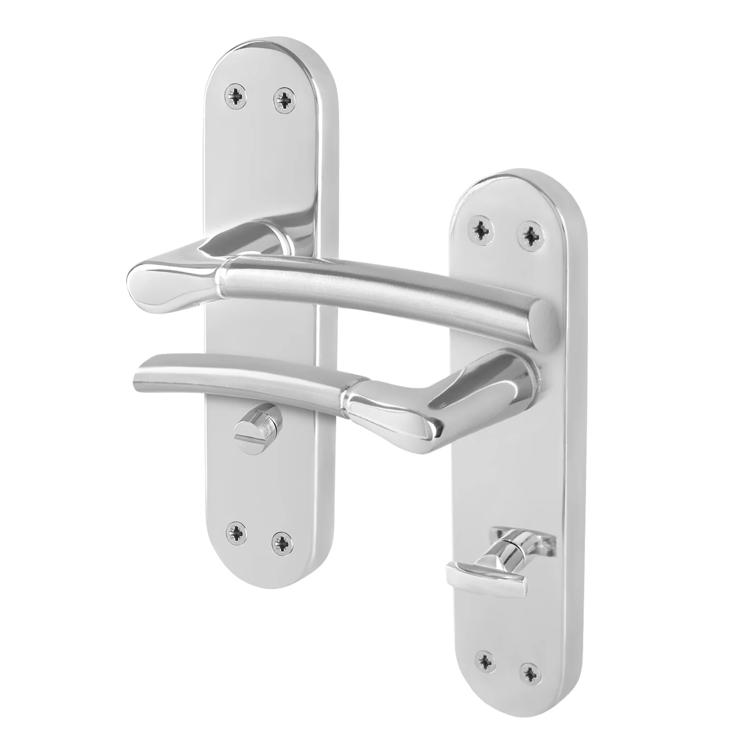 Bosa Duo Style Polished Chrome/Satin Nickel Lever on Backplates Door Handles - Bathroom