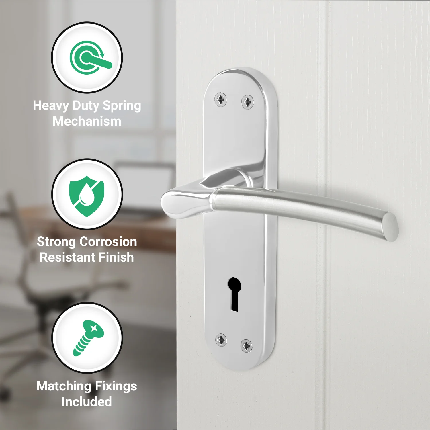 Bosa Duo Style Polished Chrome/Satin Nickel Lever on Backplates Door Handles - Keyhole - Image 3