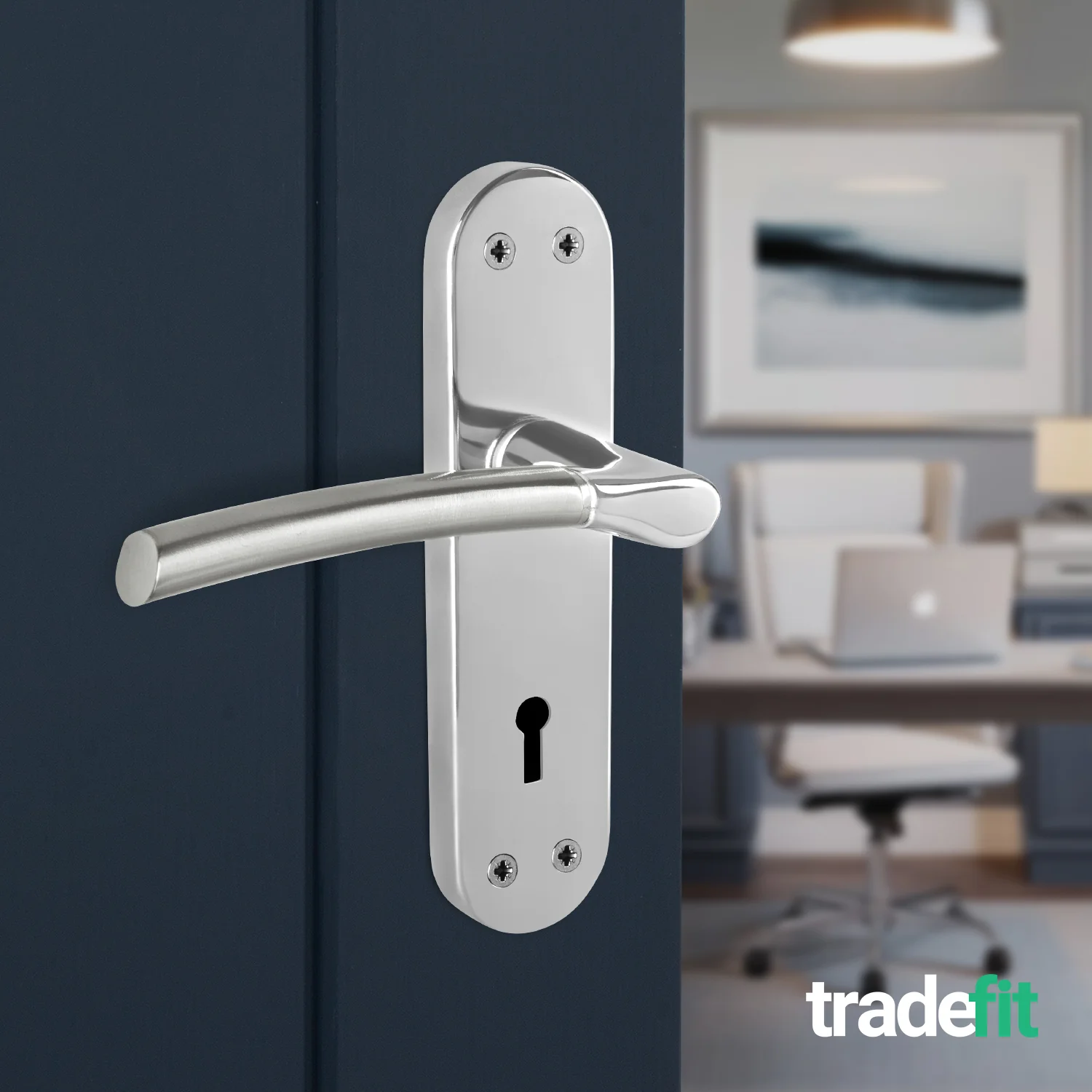 Bosa Duo Style Polished Chrome/Satin Nickel Lever on Backplates Door Handles - Keyhole - Image 4