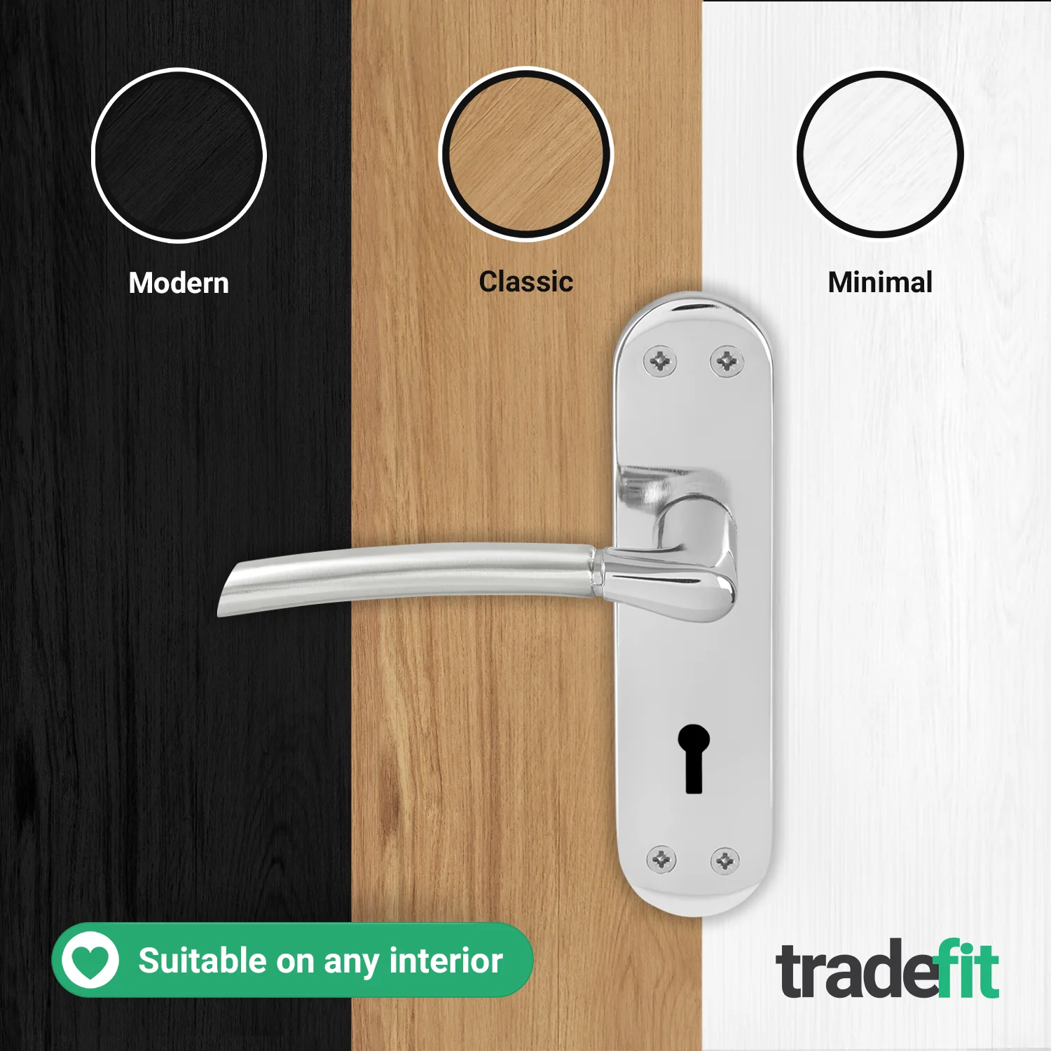 Bosa Duo Style Polished Chrome/Satin Nickel Lever on Backplates Door Handles - Keyhole - Image 5