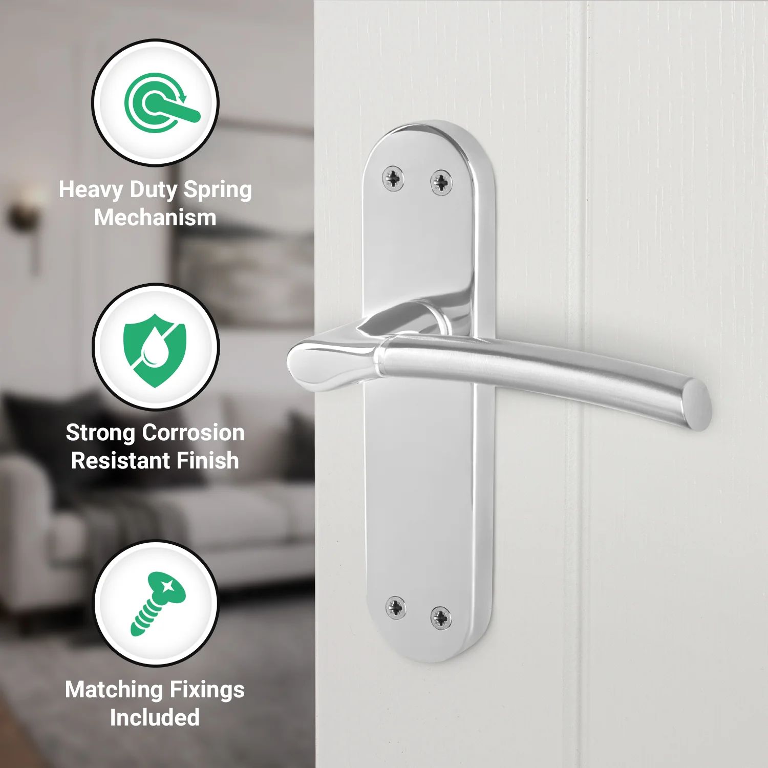 Bosa Duo Style Polished Chrome/Satin Nickel Lever on Backplates Door Handles - Latch - Image 3