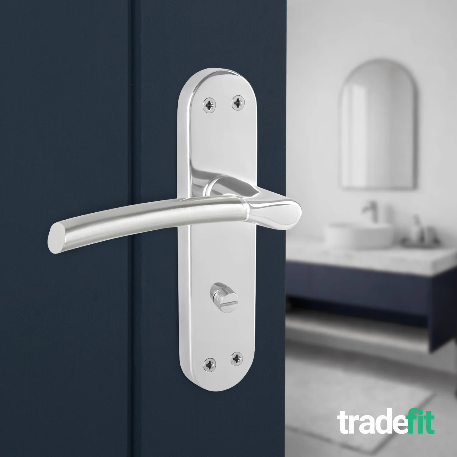 Bosa Duo Style Polished Chrome/Satin Nickel Lever on Backplate Door Handle Pack - 64mm Bathroom Lock - Image 6