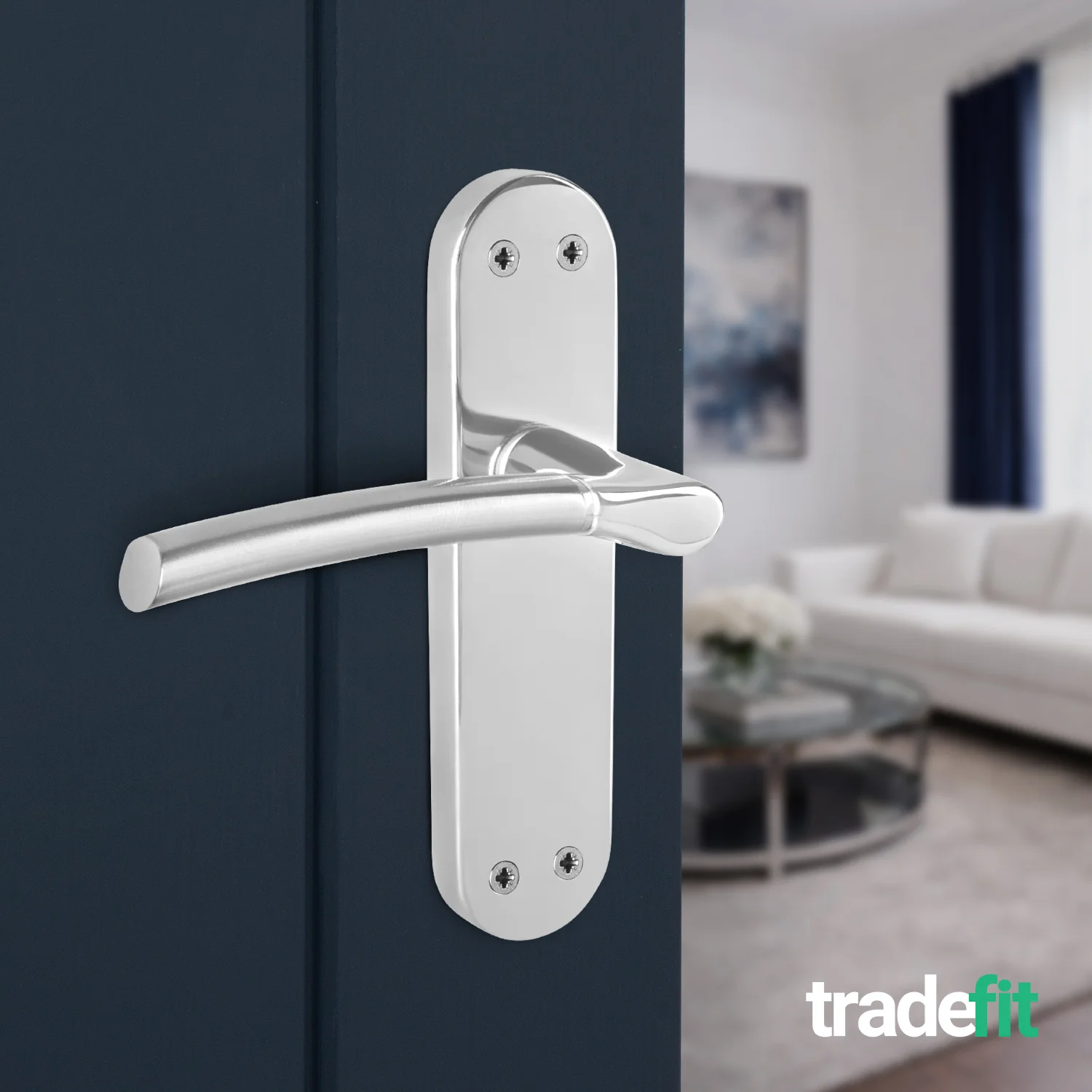 Bosa Duo Style Polished Chrome/Satin Nickel Lever on Backplate Door Handle Pack - 64mm Latch - Image 6