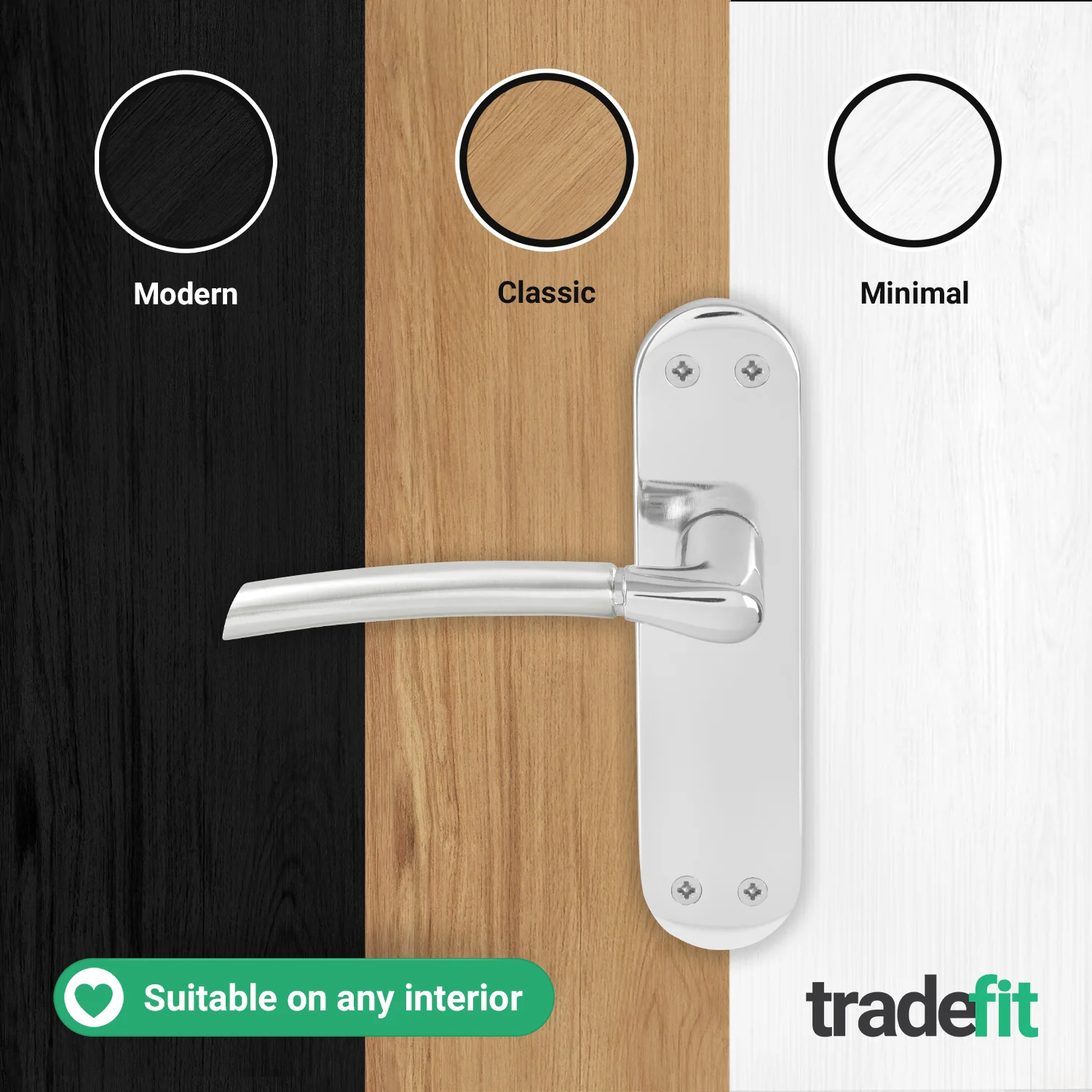 Bosa Duo Style Polished Chrome/Satin Nickel Lever on Backplate Door Handle Pack - 64mm Latch - Image 7