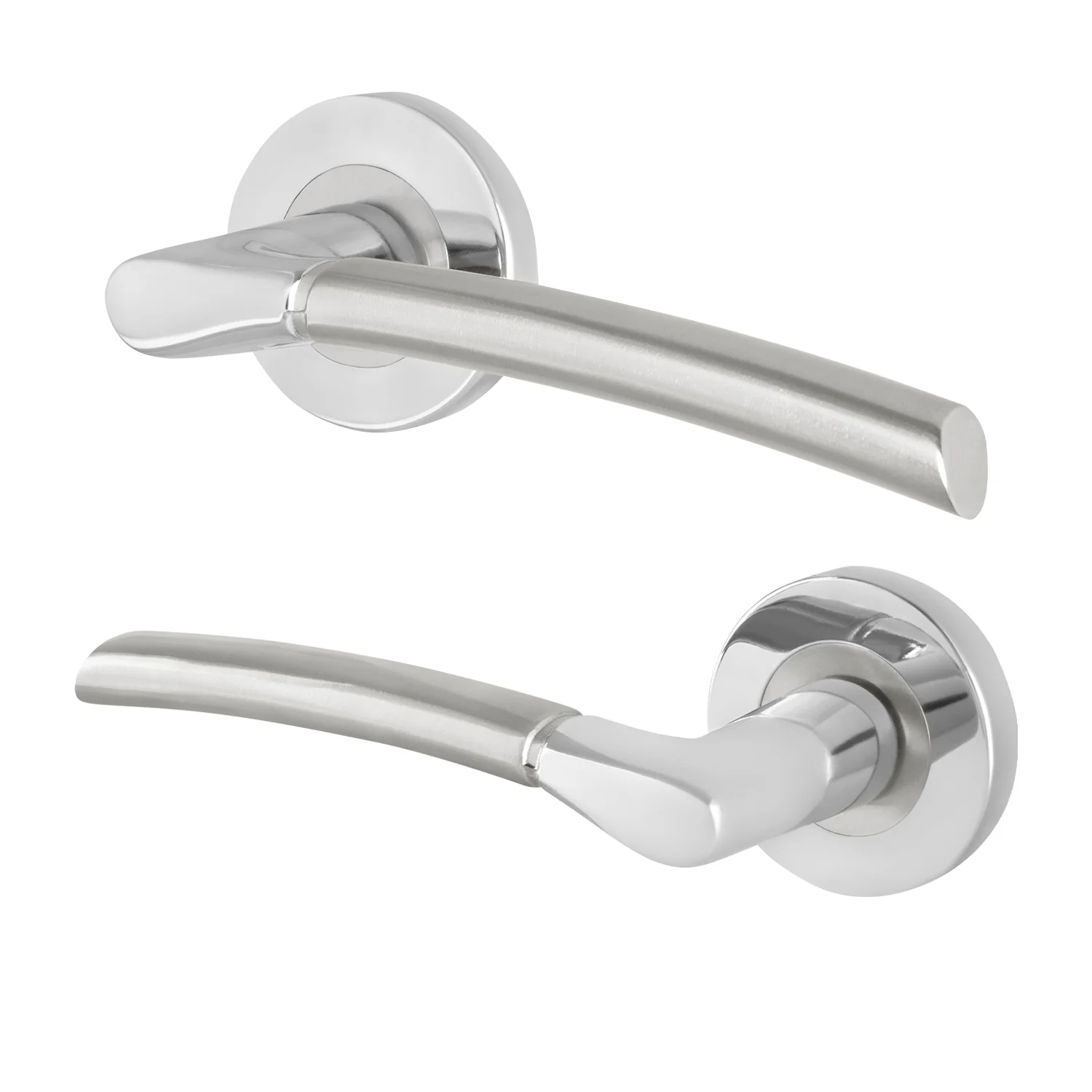 Bosa Duo Style Polished Chrome/Satin Nickel Lever on Rose Door Handles