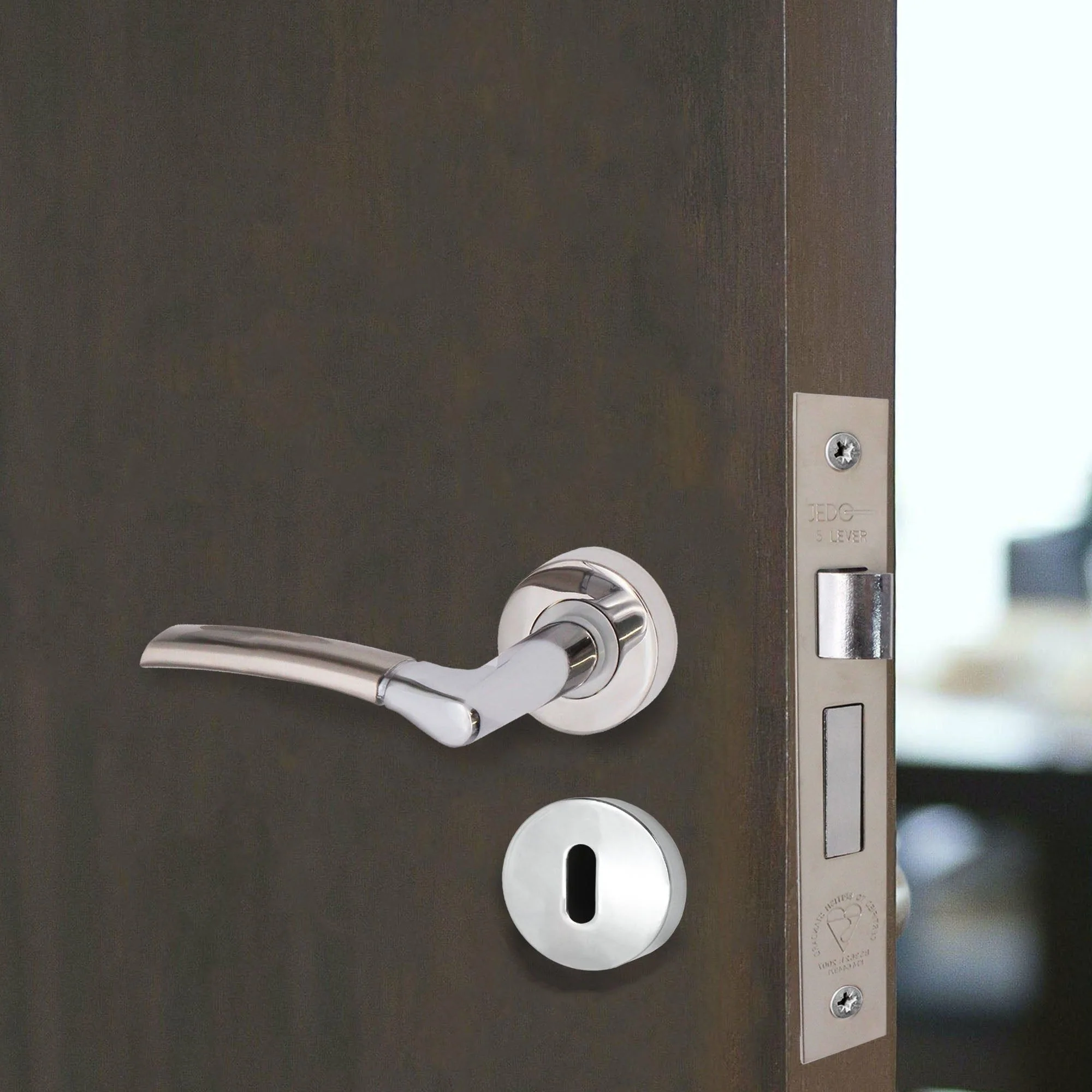 Bosa Duo Style Polished Chrome/Satin Nickel Lever on Rose Door Handle Pack - BS3621 5 Lever Sashlock - Image 5