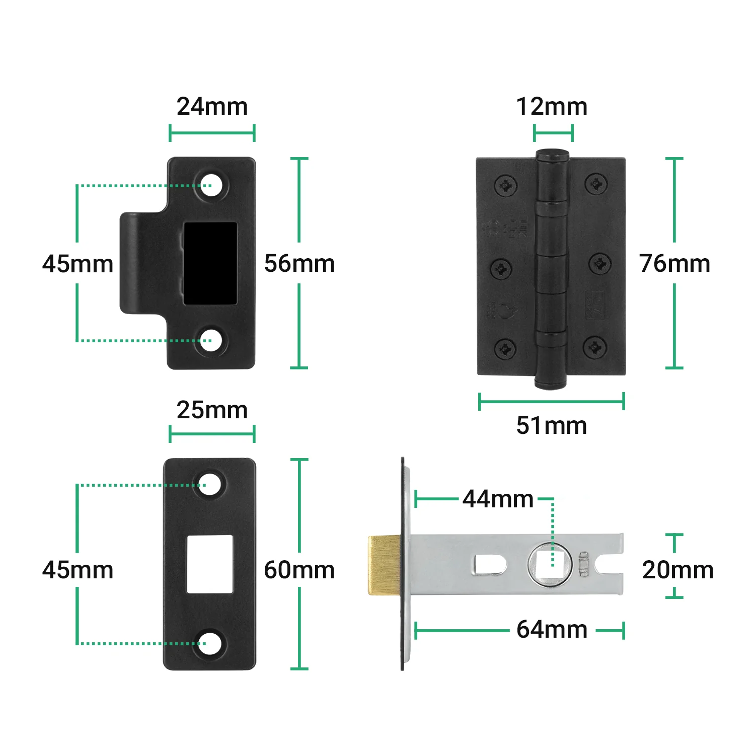 Bosa Matt Black Lever on Backplate Door Handle Pack - 64mm Latch - Image 3
