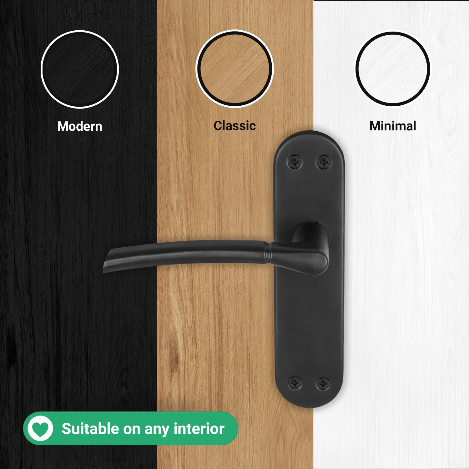 Bosa Matt Black Lever on Backplate Door Handle Pack - 64mm Latch - Image 7