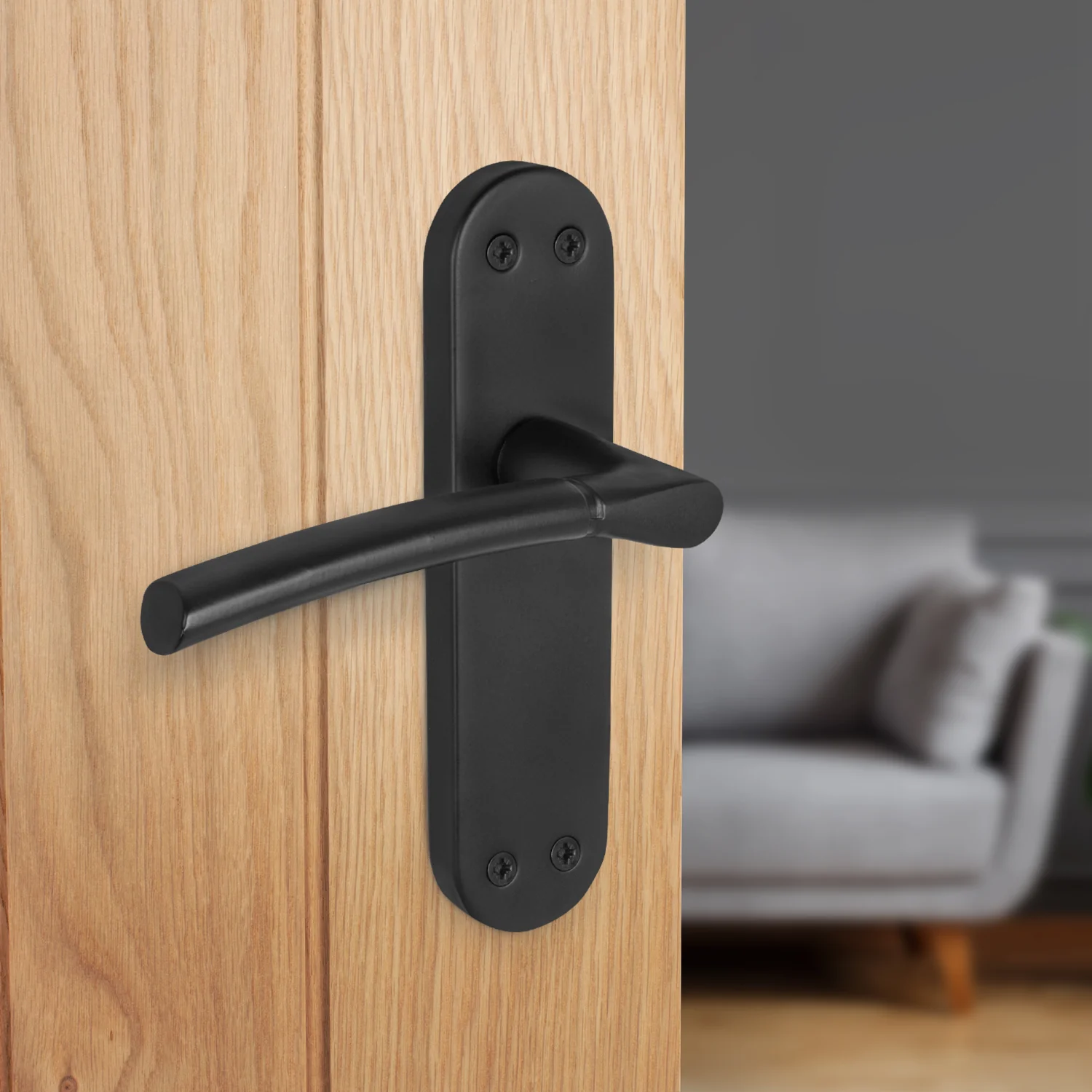 Bosa Matt Black Lever on Backplate Door Handle Pack - 76mm Latch - Image 6