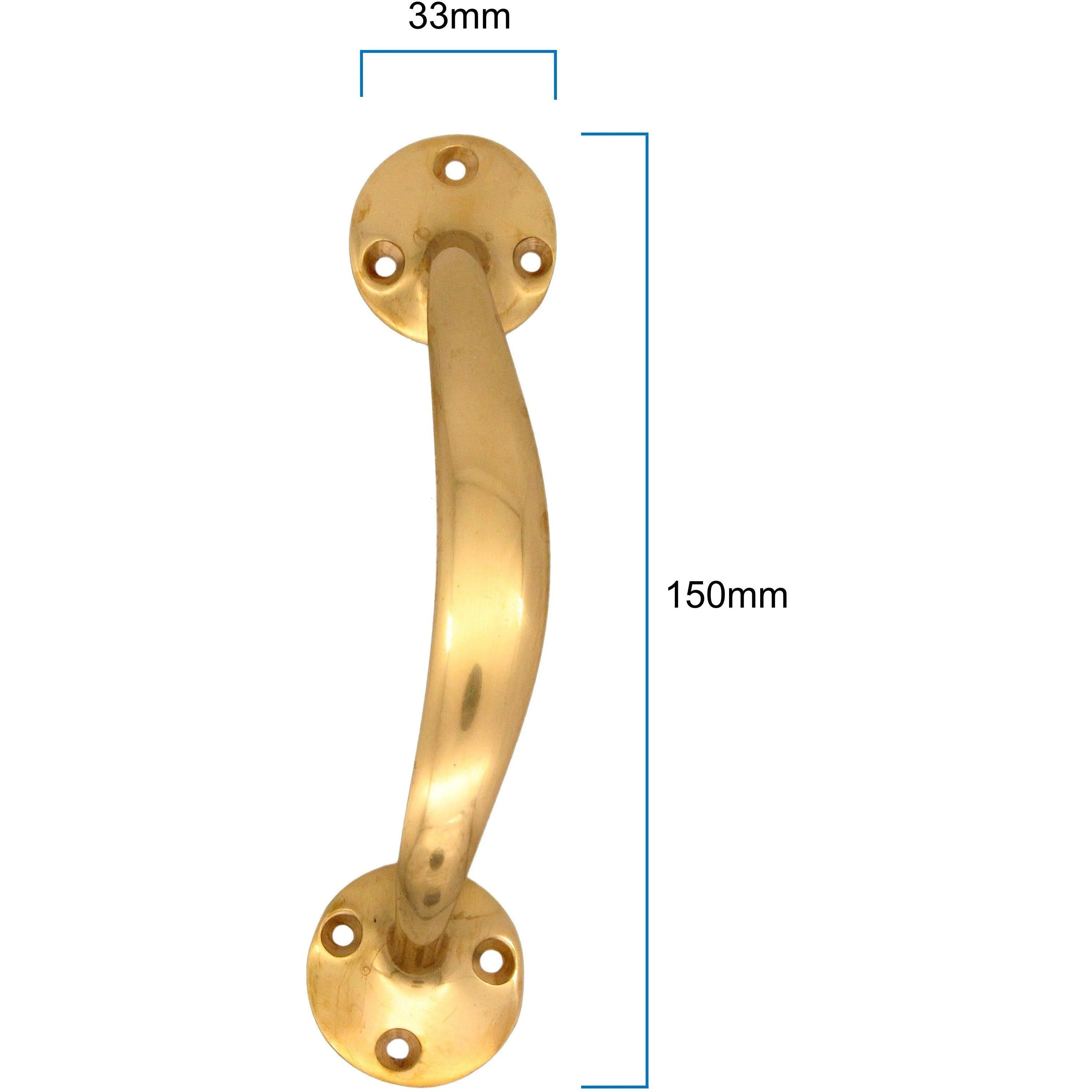 Bow Pattern Pull Handle - 150mm / 6 Inch - Polished Brass - Image 3