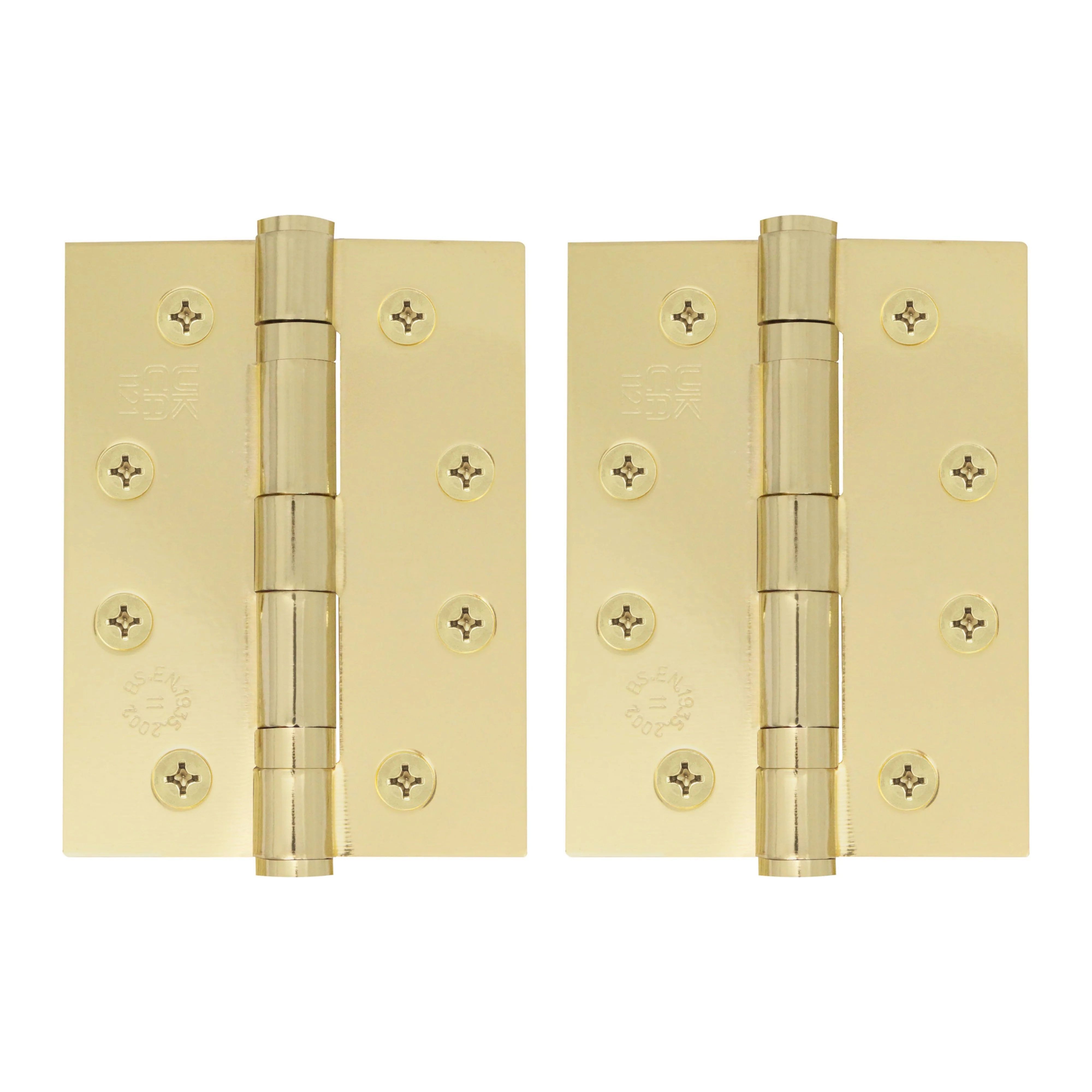Brass Ball Bearing Raced Hinge - 102x76x3mm - Polished Brass