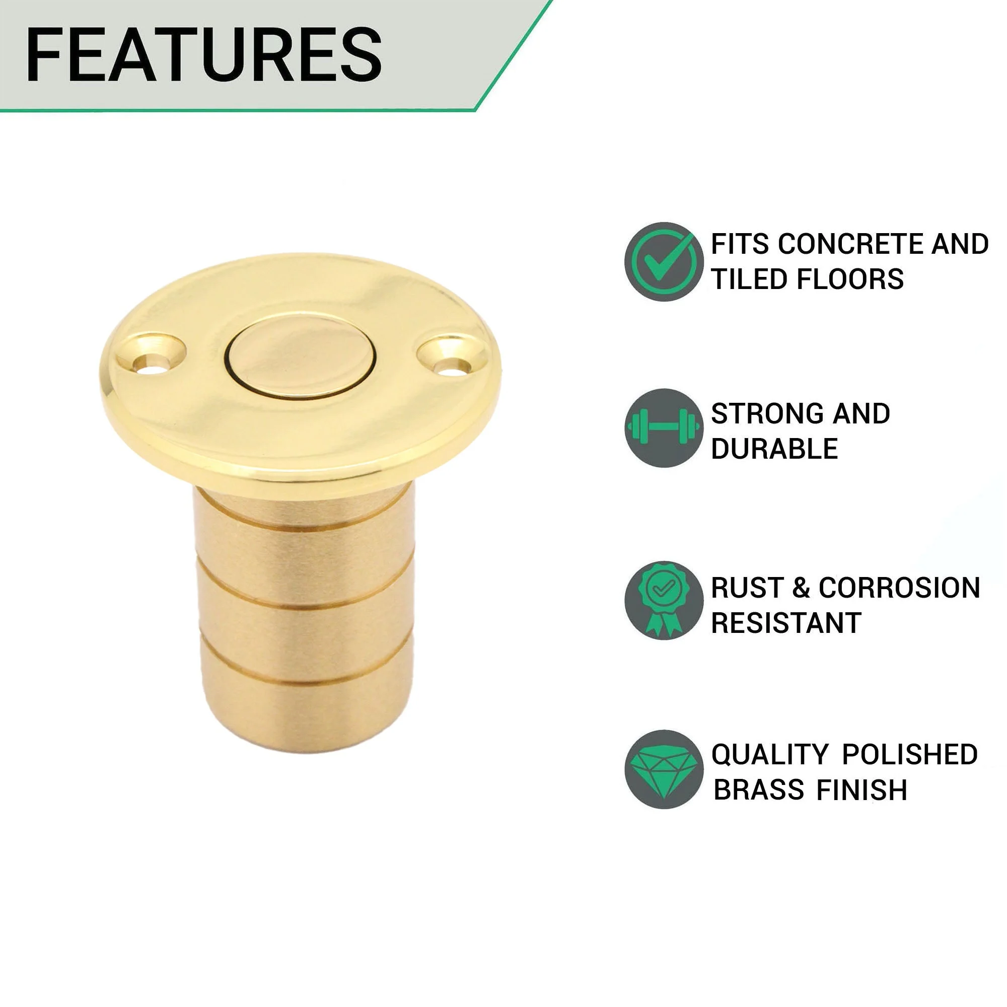 Brass Dust Socket for Flush Bolts - 20 x 35mm - Polished Brass - Image 2