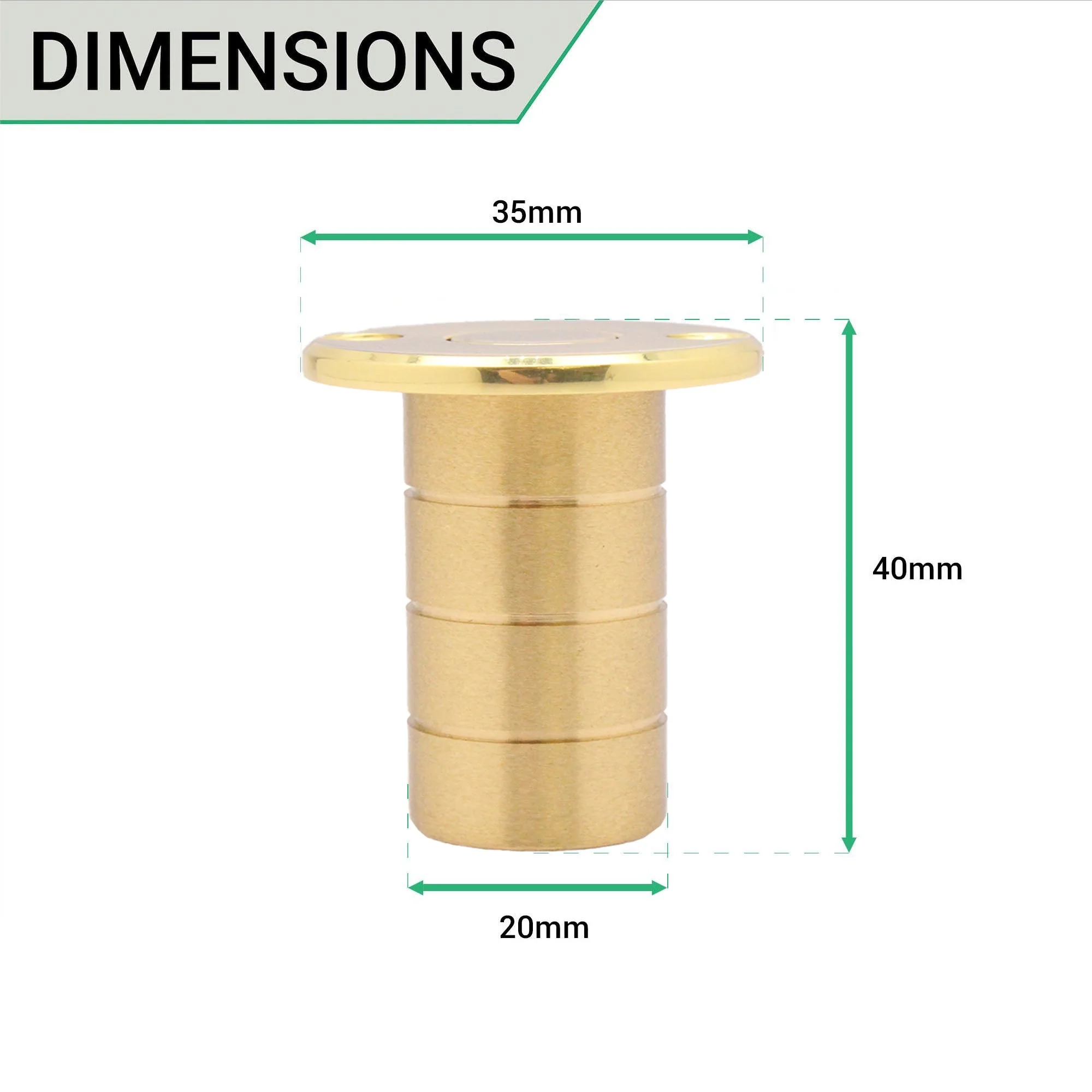 Brass Dust Socket for Flush Bolts - 20 x 35mm - Polished Brass - Image 3
