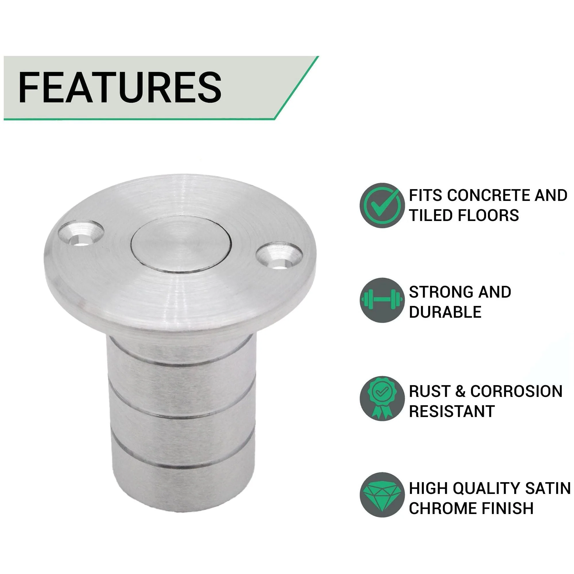Brass Dust Socket for Flush Bolts - 20 x 38mm - Satin Chrome - Image 2
