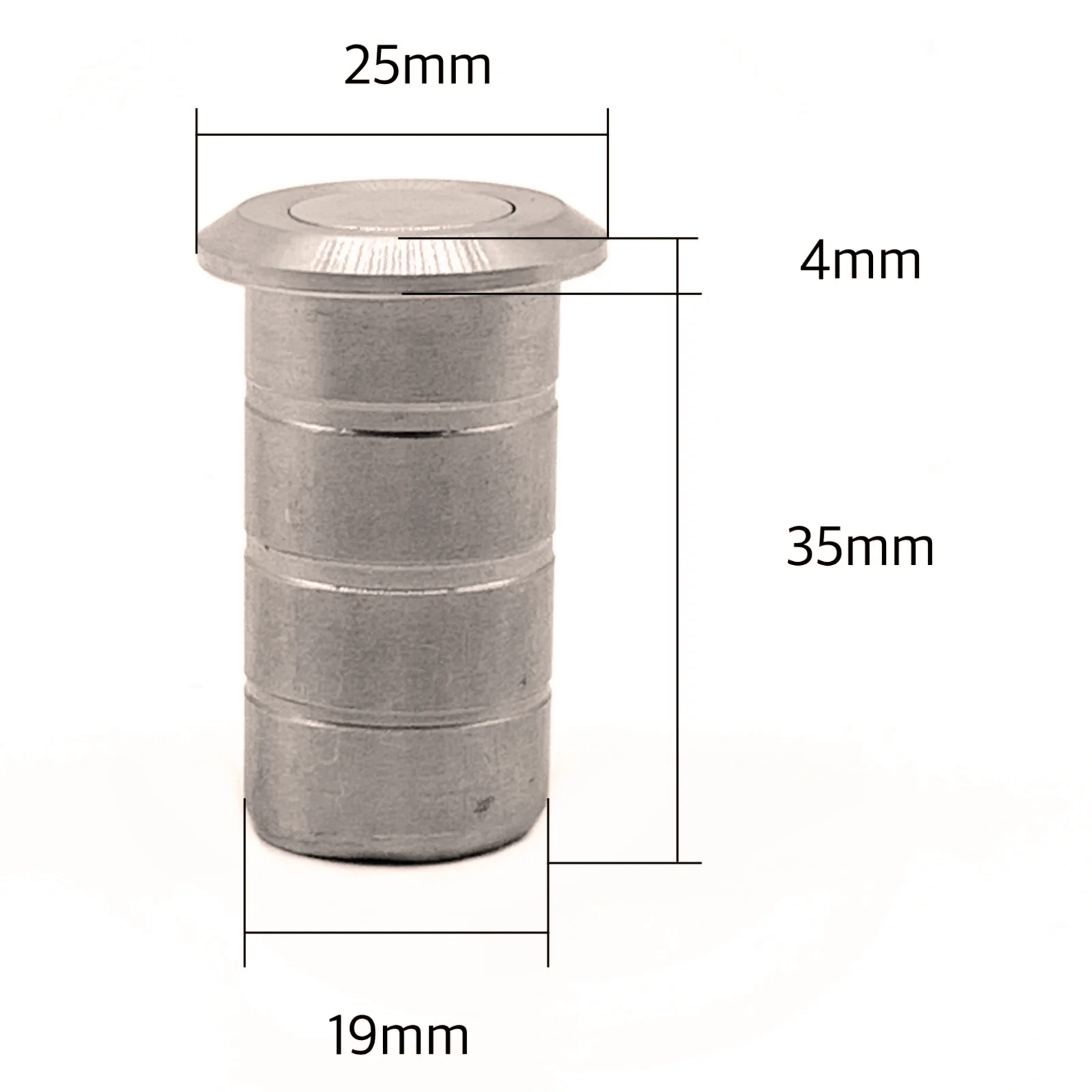 Brass Dust Socket for Flush Bolts - 20 x 25mm - Satin Nickel - Image 2