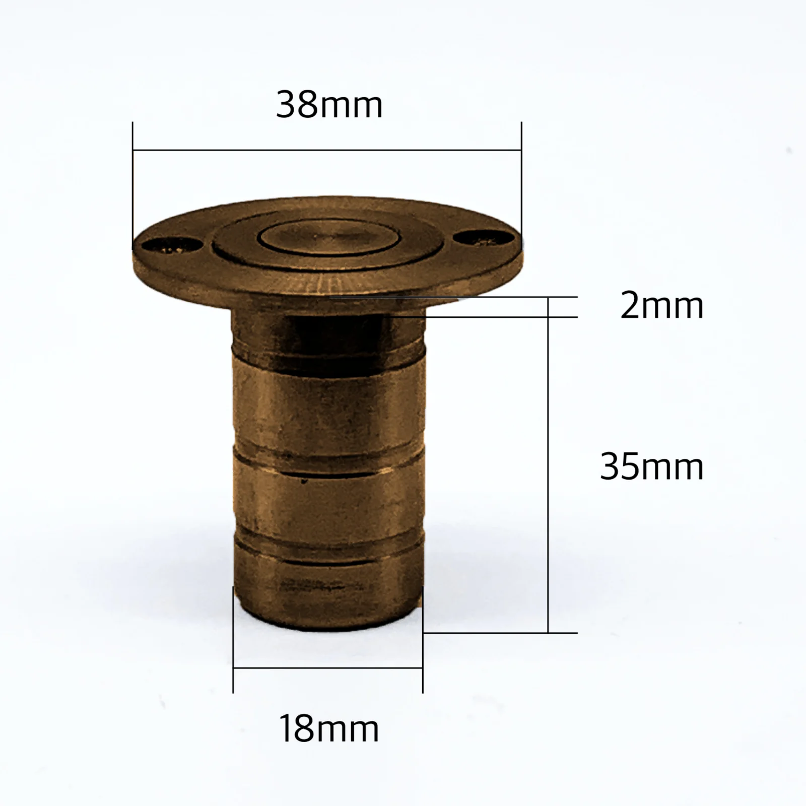 Brass Dust Socket for Flush Bolts - 20 x 38mm - Dark Bronze - Image 2