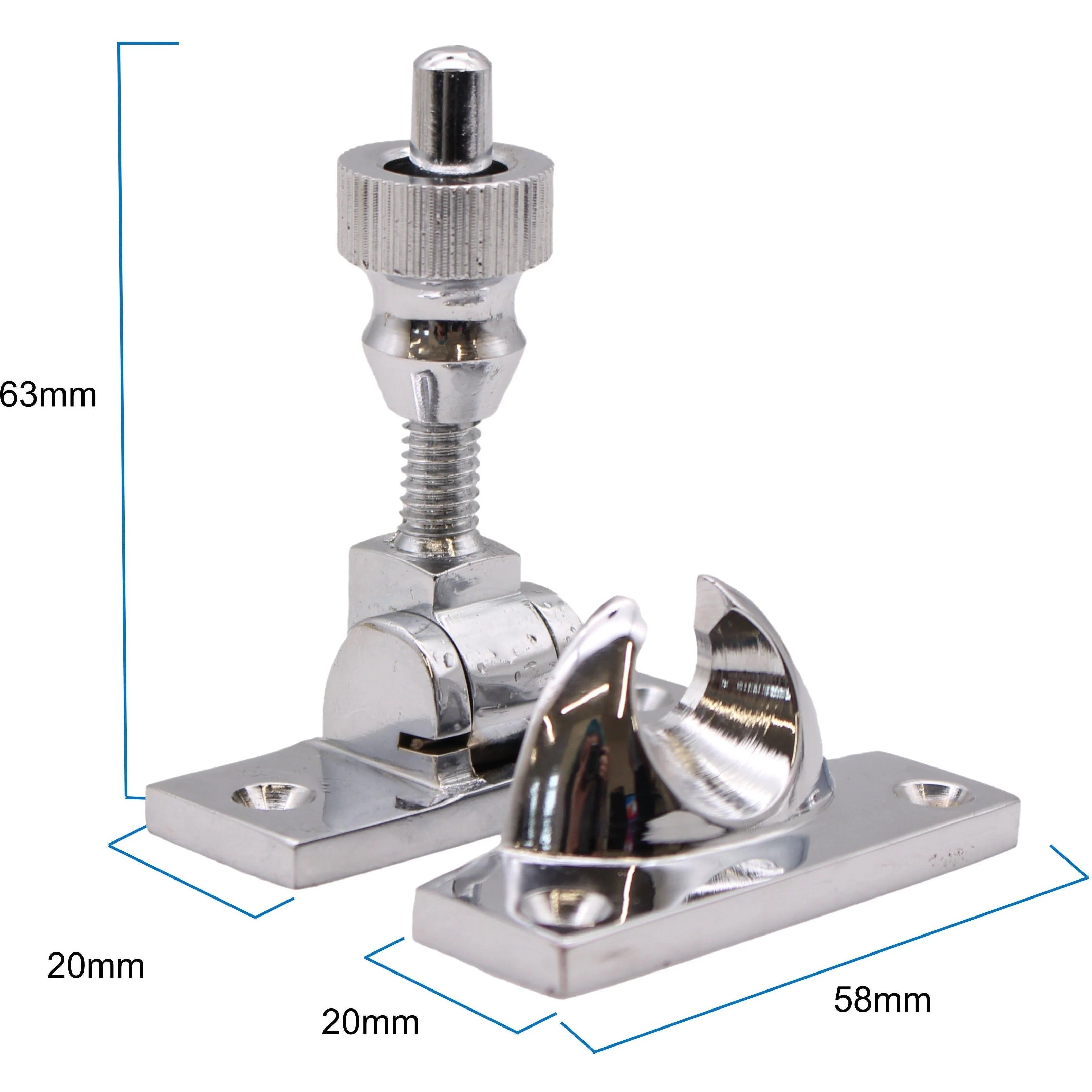 Brighton Sash Window Fastener - Polished Chrome - 58mm - Image 3