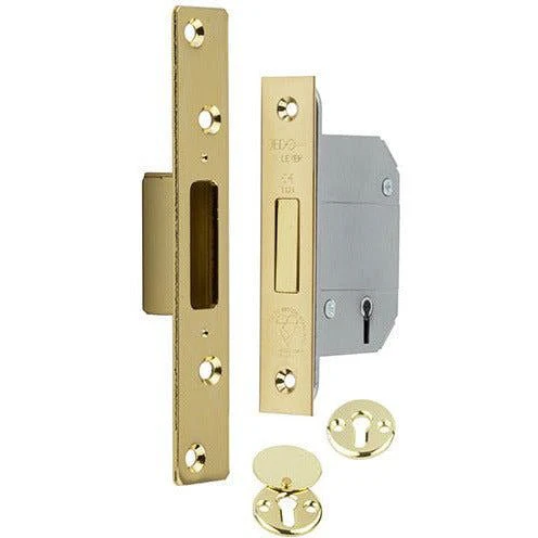 British Standard BS3621 Mortice Deadlock - 76mm Case 57mm Backset - Brass