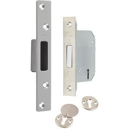 British Standard BS3621 Mortice Deadlock - 76mm Case 57mm Backset - Satin Chrome