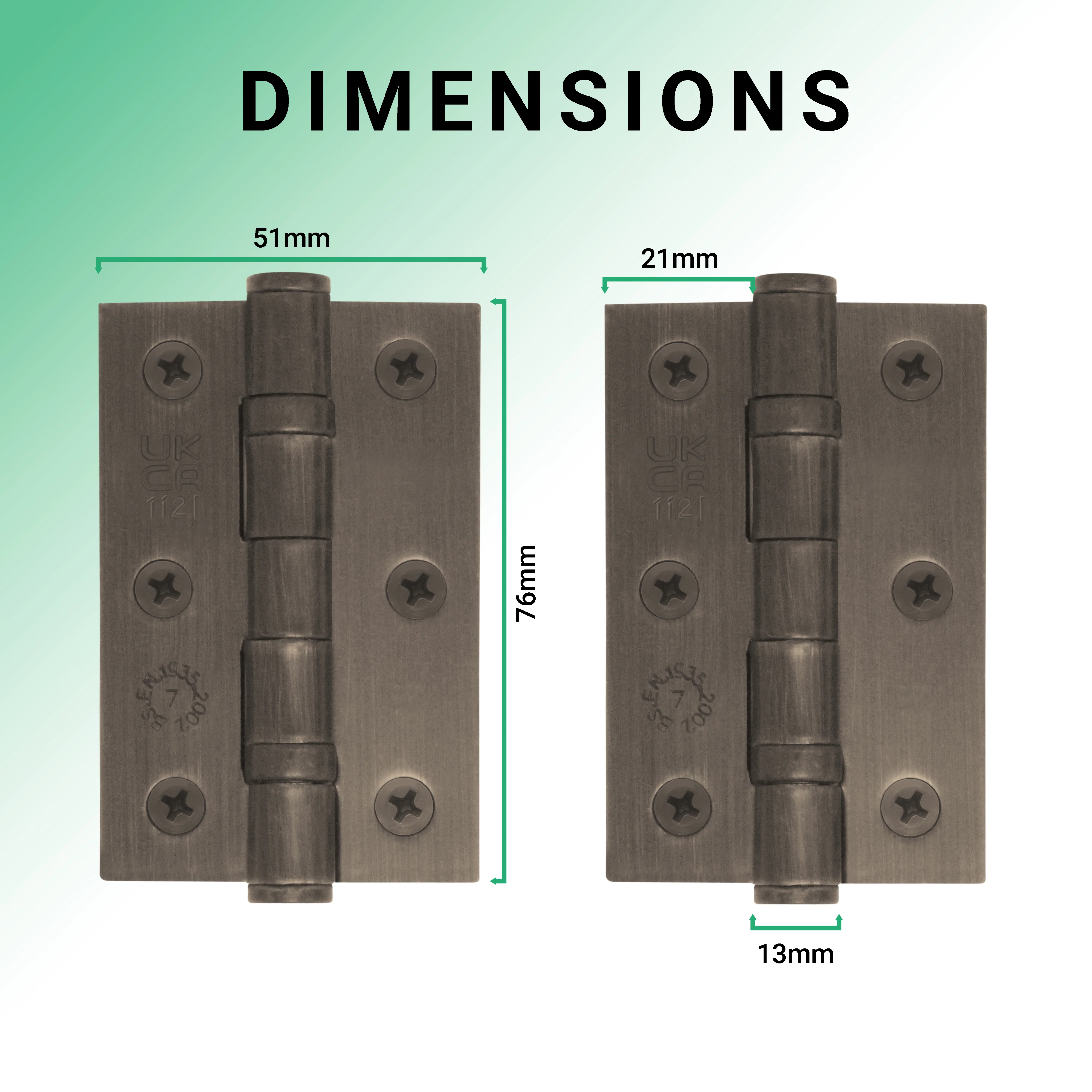 Bronze Fire Door Hinges - 3 Inch/76mm - Grade 7 Steel Ball Bearing - Pair - Image 3
