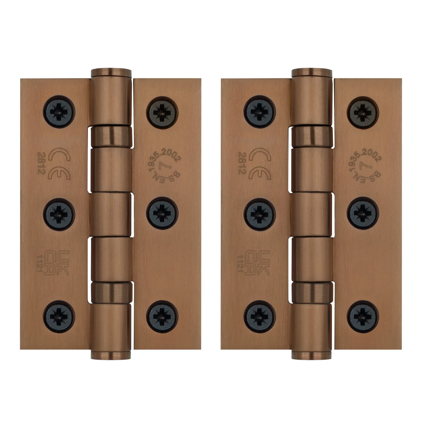 Bronze Fire Door Hinges - 3 Inch/76mm - Grade 7 Steel Ball Bearing - Pair