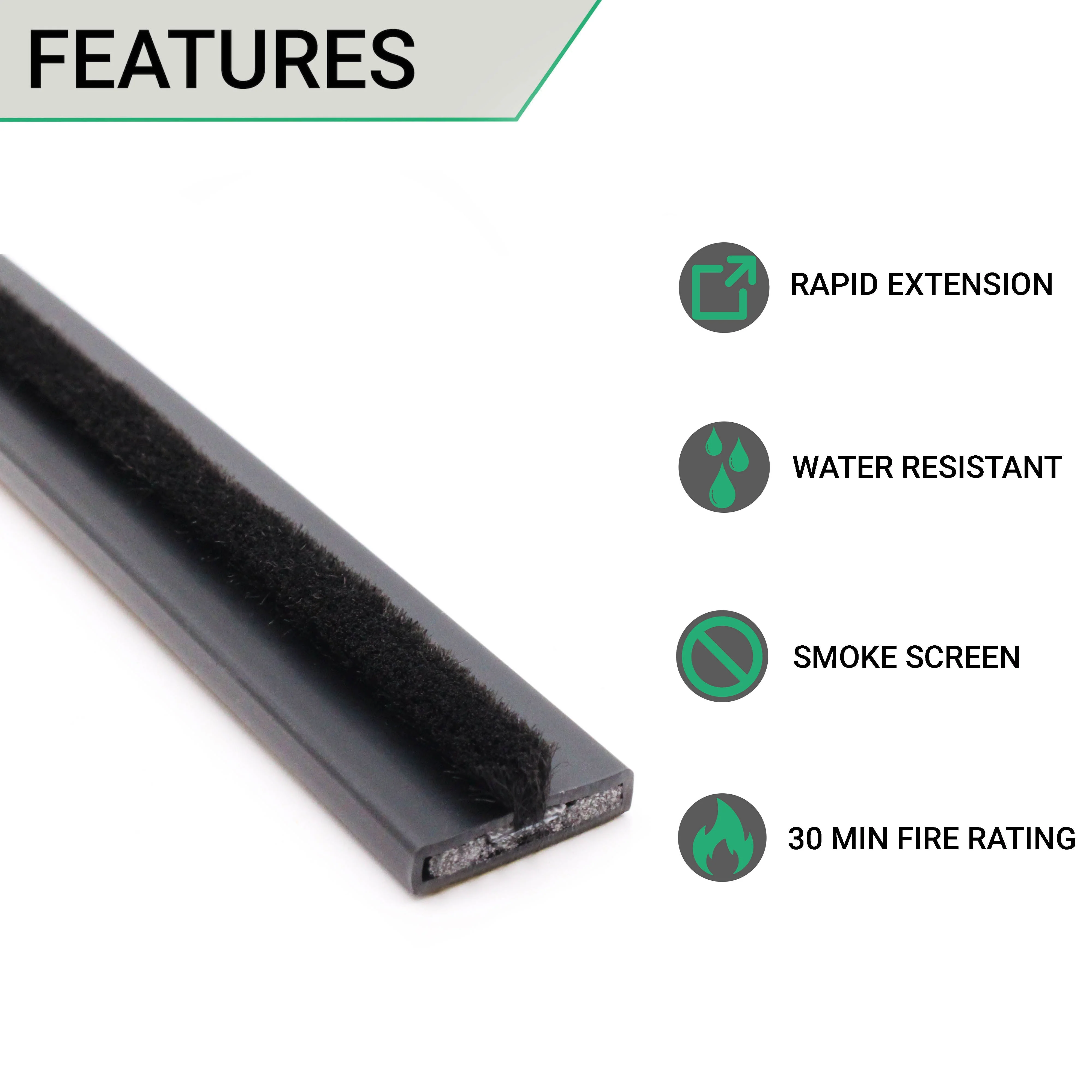 Intumescent Fire Door Seal Strip - Fire and Smoke - 20x4x2100mm - Pack of 10 - Black - Image 2