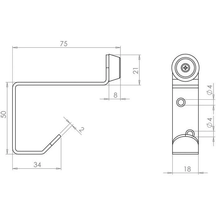 Buffered Hat and Coat Hook - 82mm - Satin Stainless Steel - Image 2