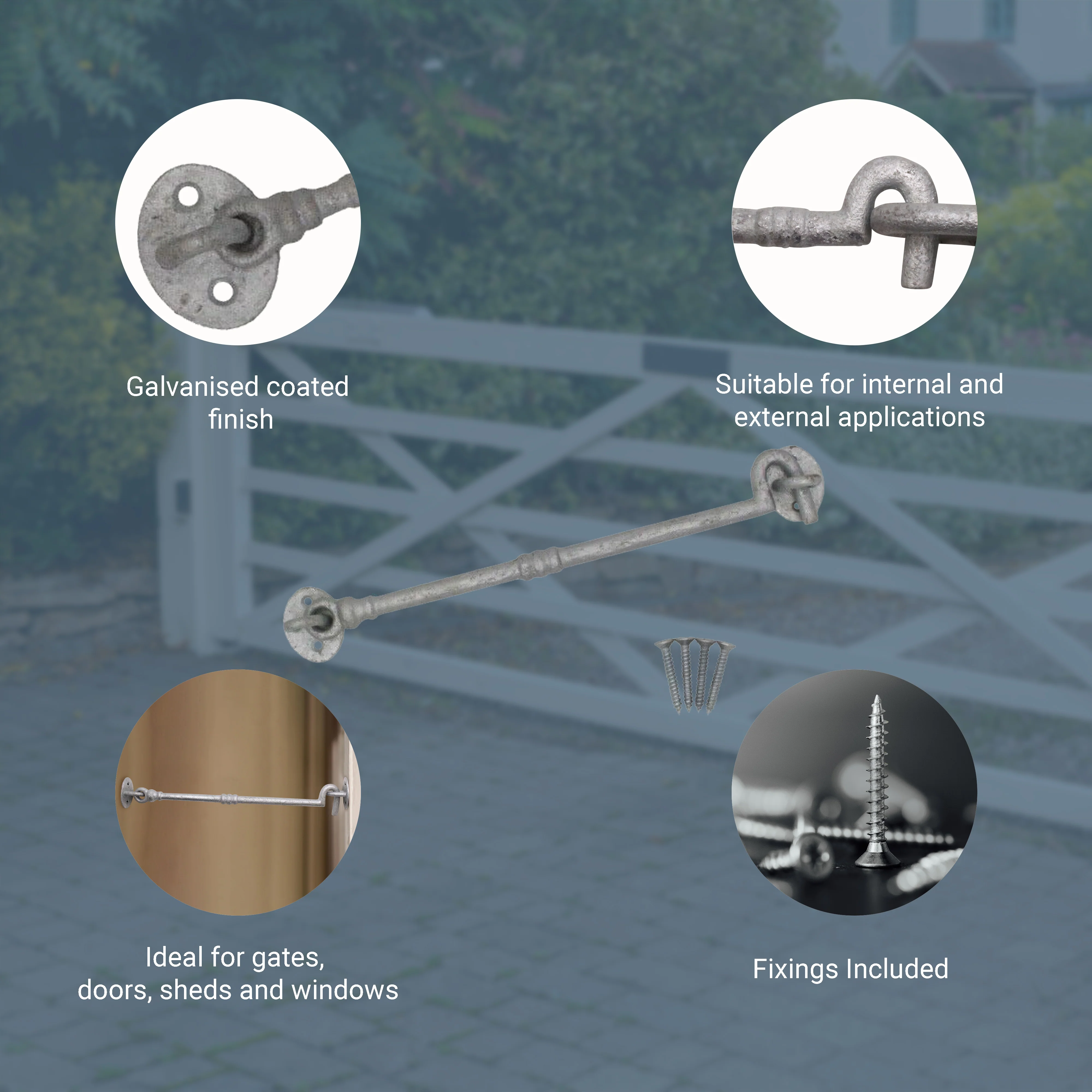 Heavy Duty Cabin Hook and Eye - 250mm - Galvanised - Image 4