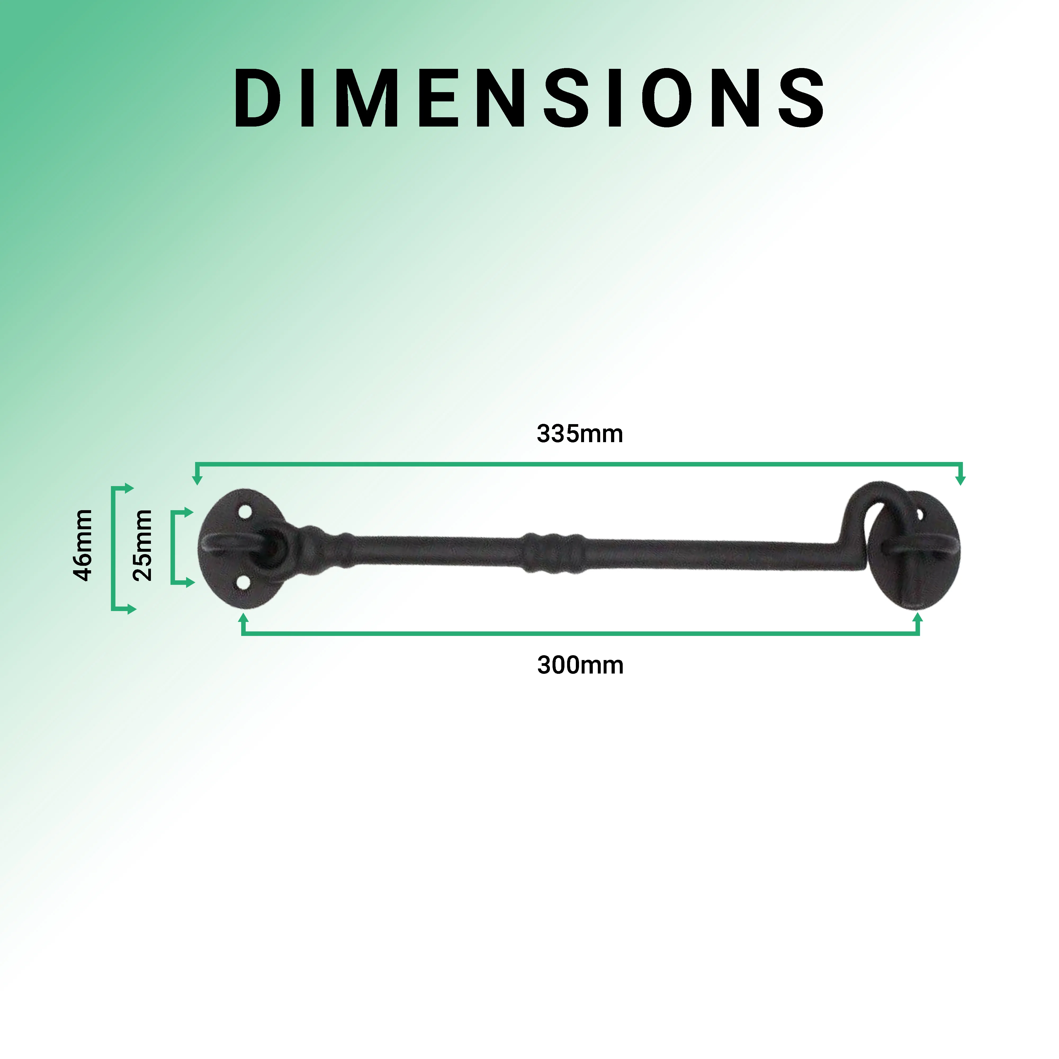 Heavy Duty Cabin Hook and Eye - 300mm - Black - Image 3