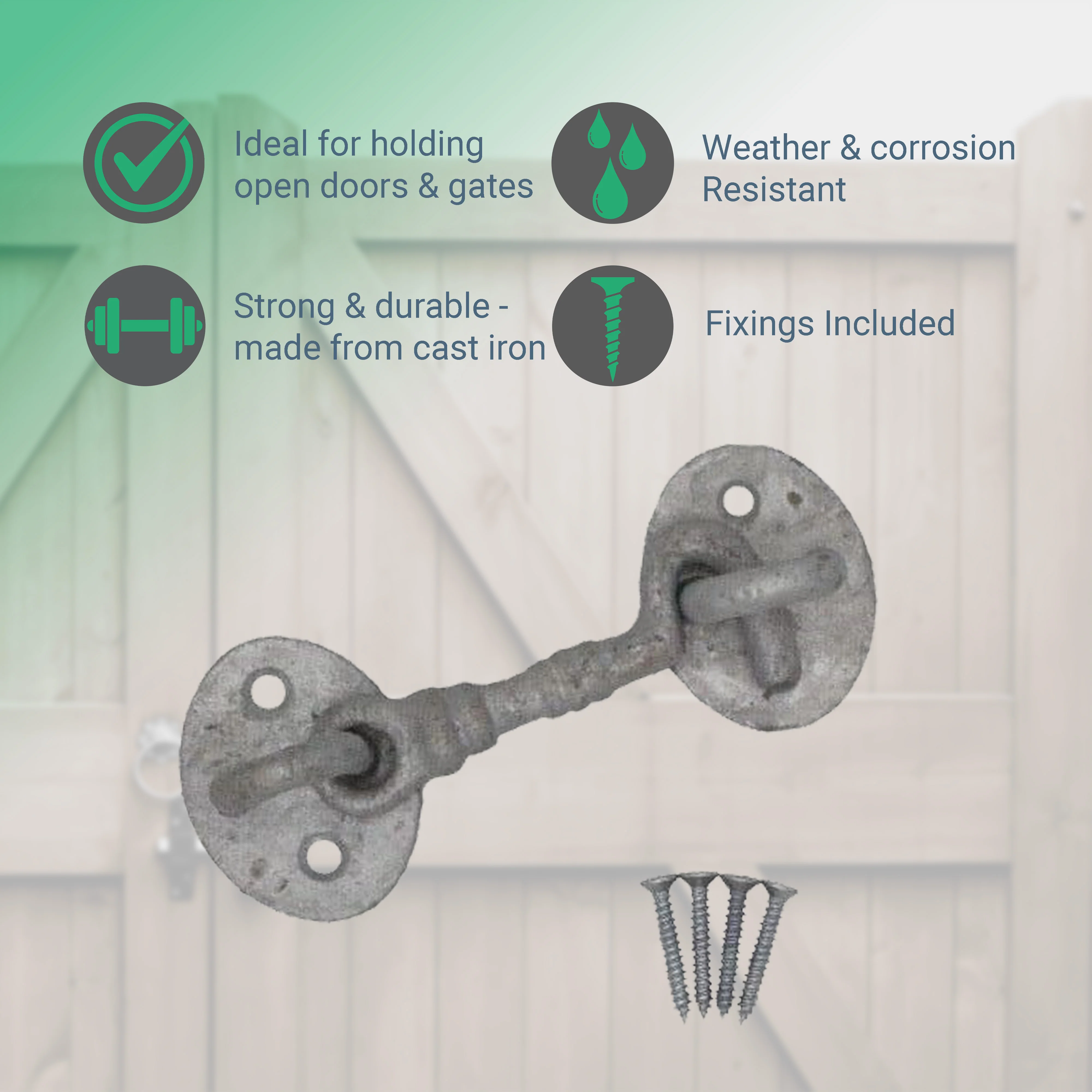 Heavy Duty Cabin Hook and Eye -  75mm - Galvanised - Image 2