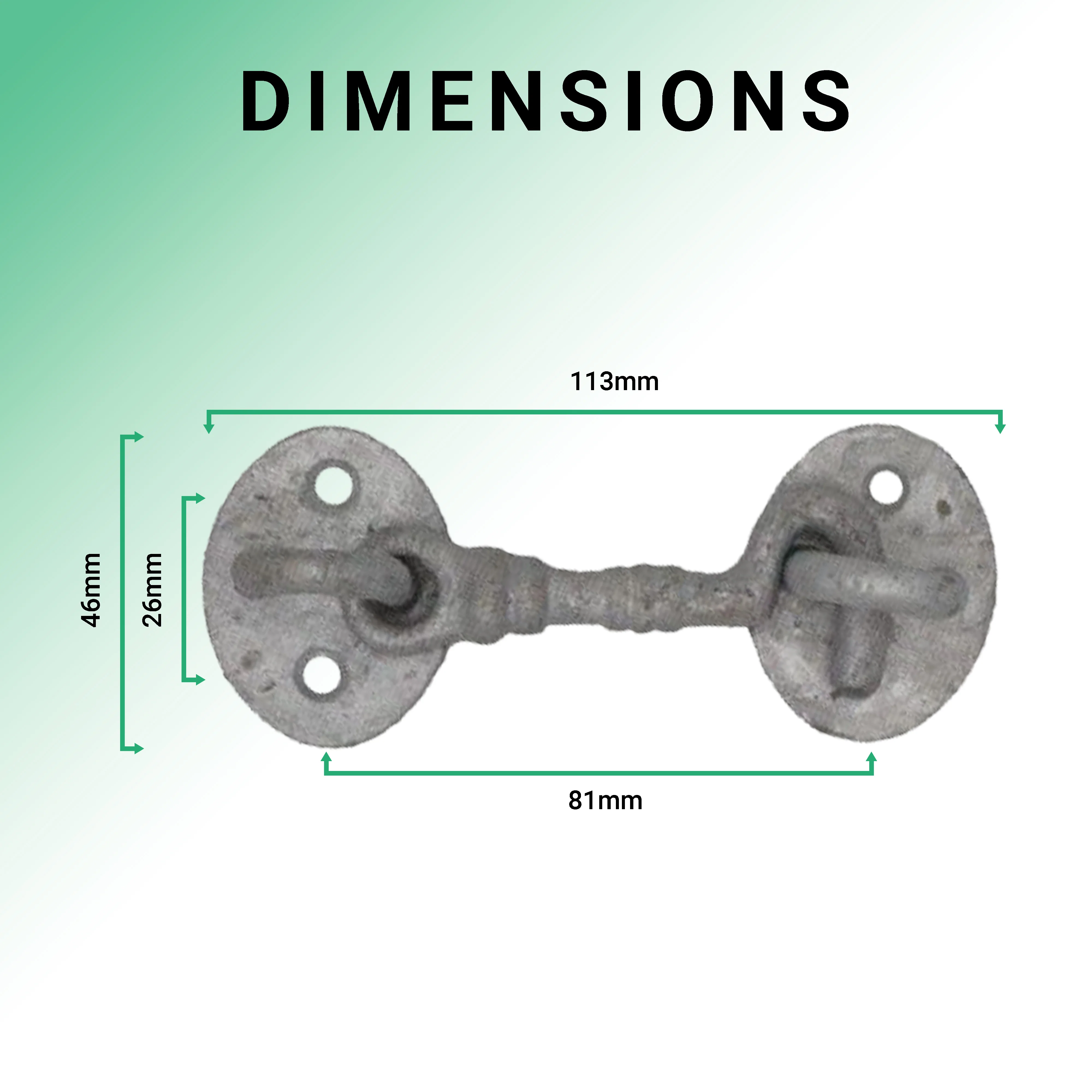 Heavy Duty Cabin Hook and Eye -  75mm - Galvanised - Image 3