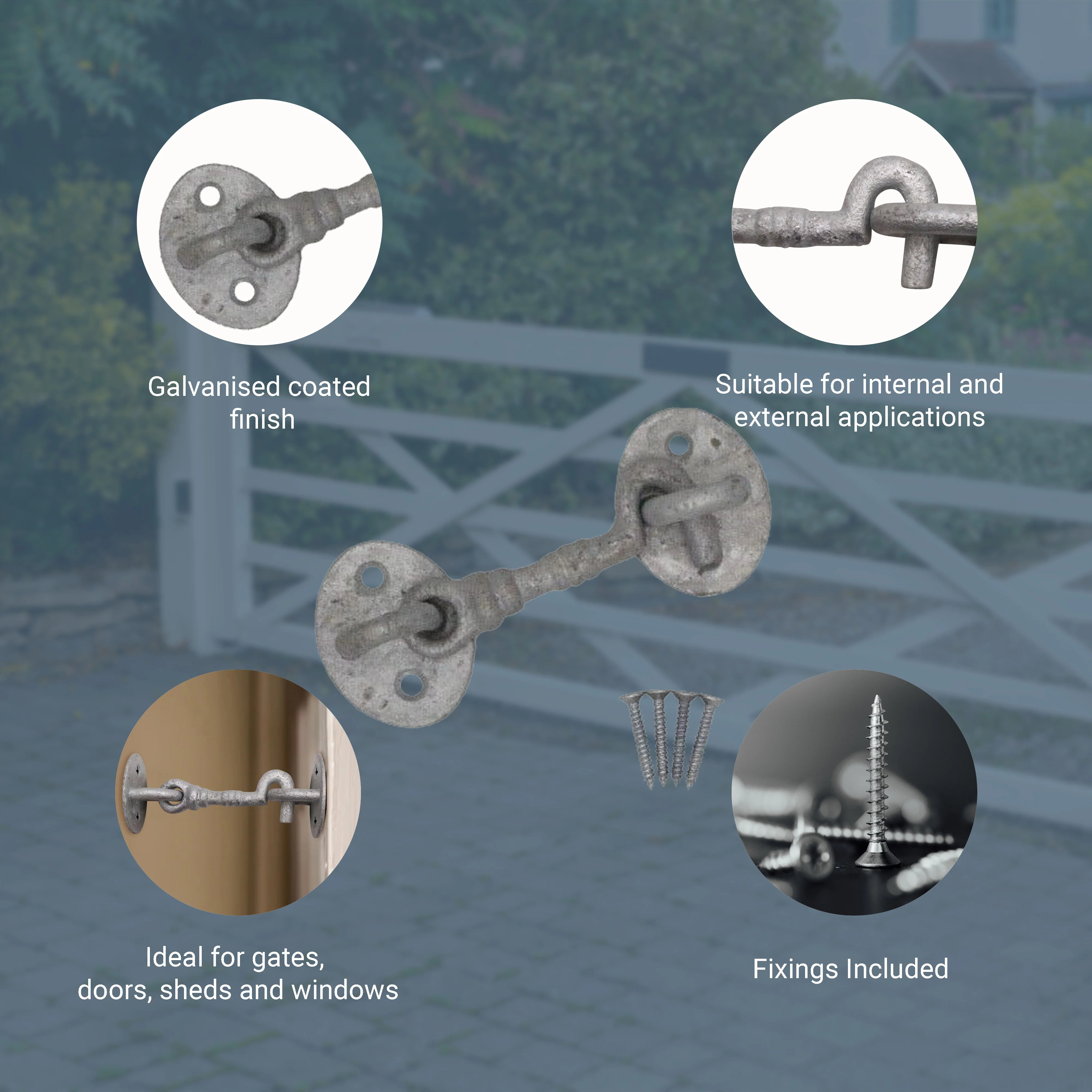 Heavy Duty Cabin Hook and Eye -  75mm - Galvanised - Image 4
