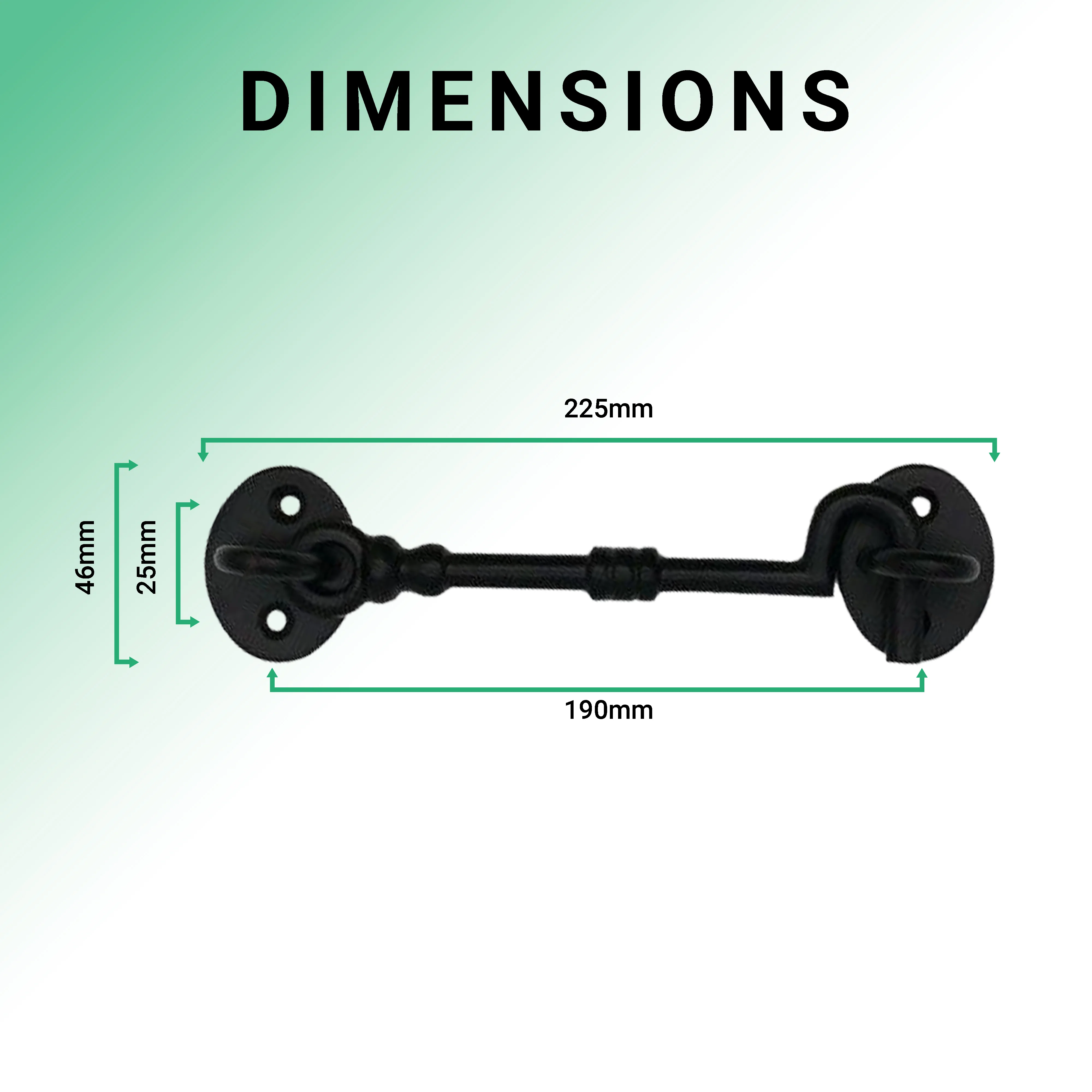 Heavy Duty Cabin Hook and Eye - 200mm - Black - Image 3