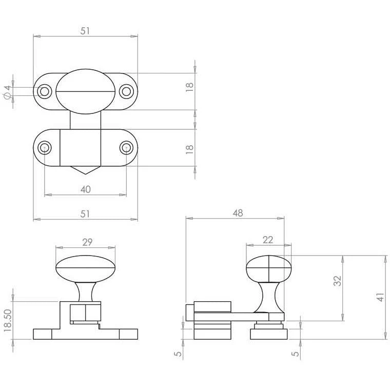 Cabinet Door Catch - 57x41mm - Polished Brass - Image 2