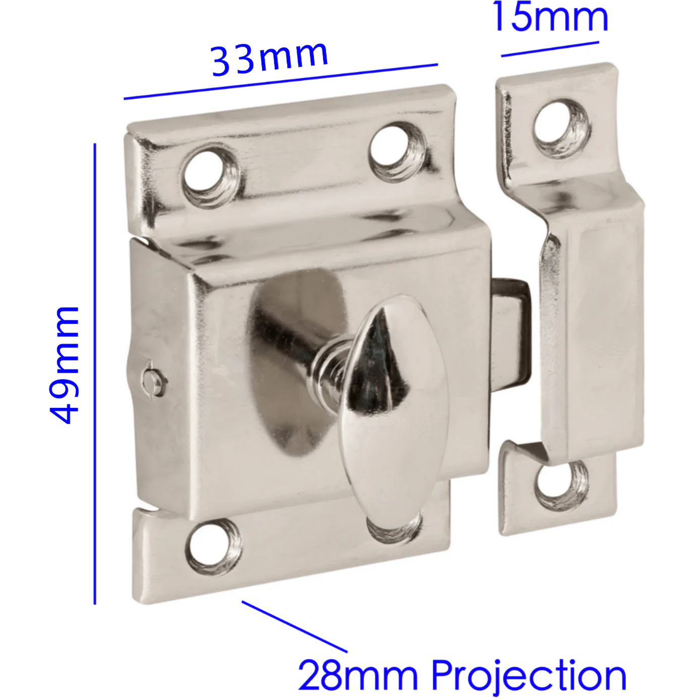 Cabinet Turn Catch Sprung Box Pattern - Chrome Plated - Image 2